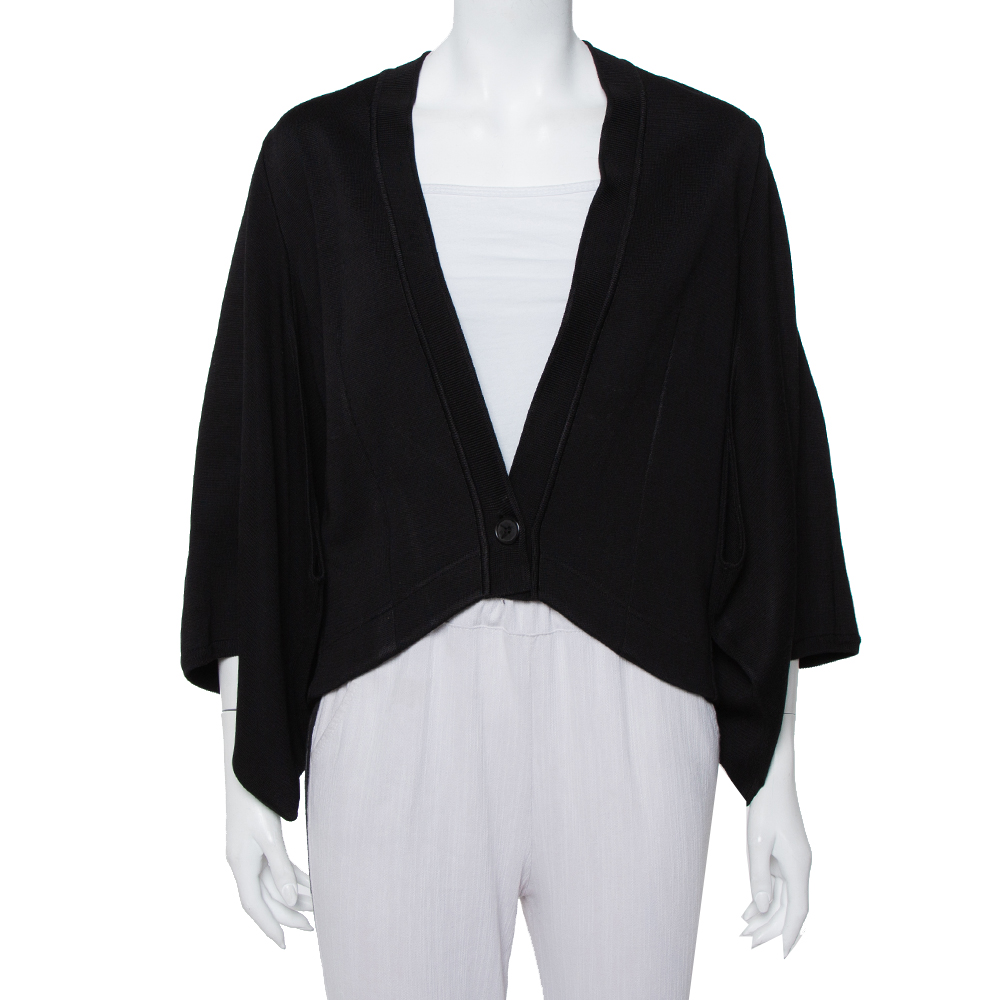 Givenchy Black Knit Cape Sleeve Detail Kimono Jacket M