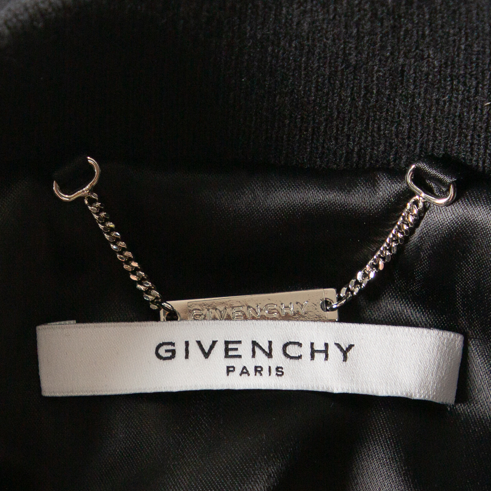 Givenchy Black Wool Love Printed Bomber Jacket M