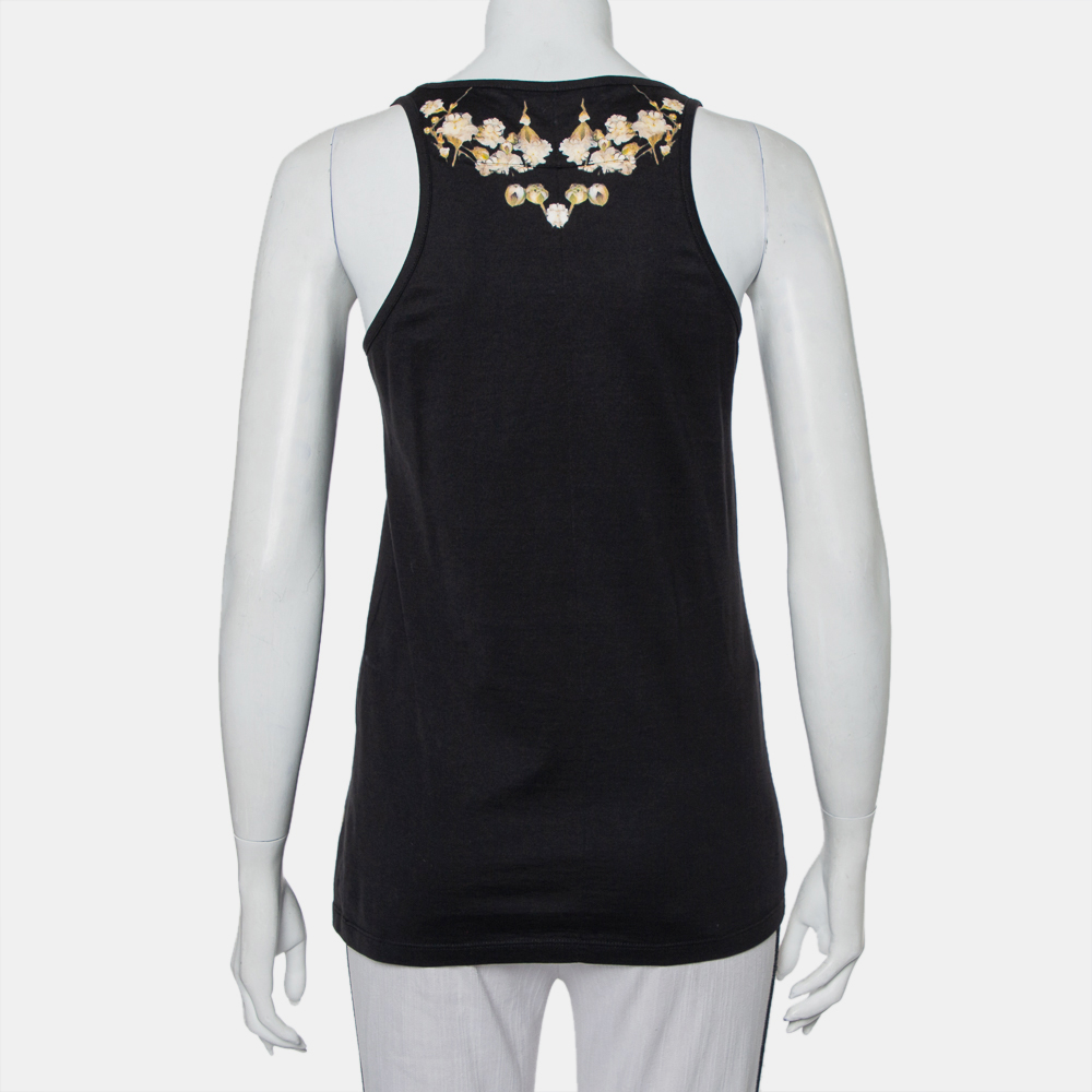 Givenchy Black Cotton Floral Printed Tank Top S