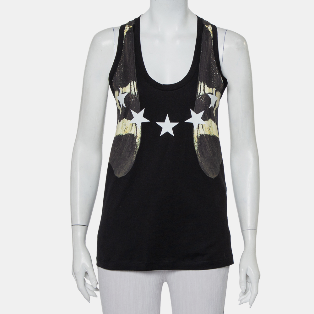 Givenchy black star printed cotton tank top s