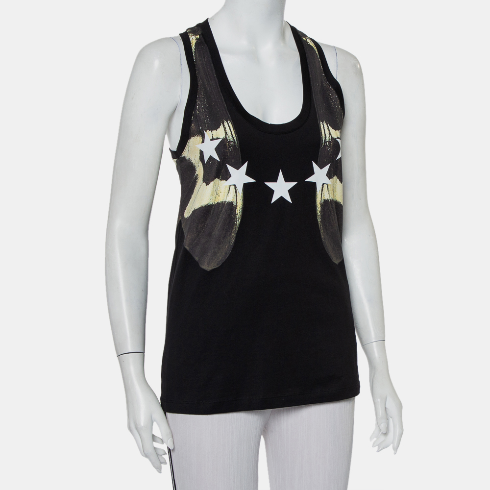 Givenchy Black Star Printed Cotton Tank Top S