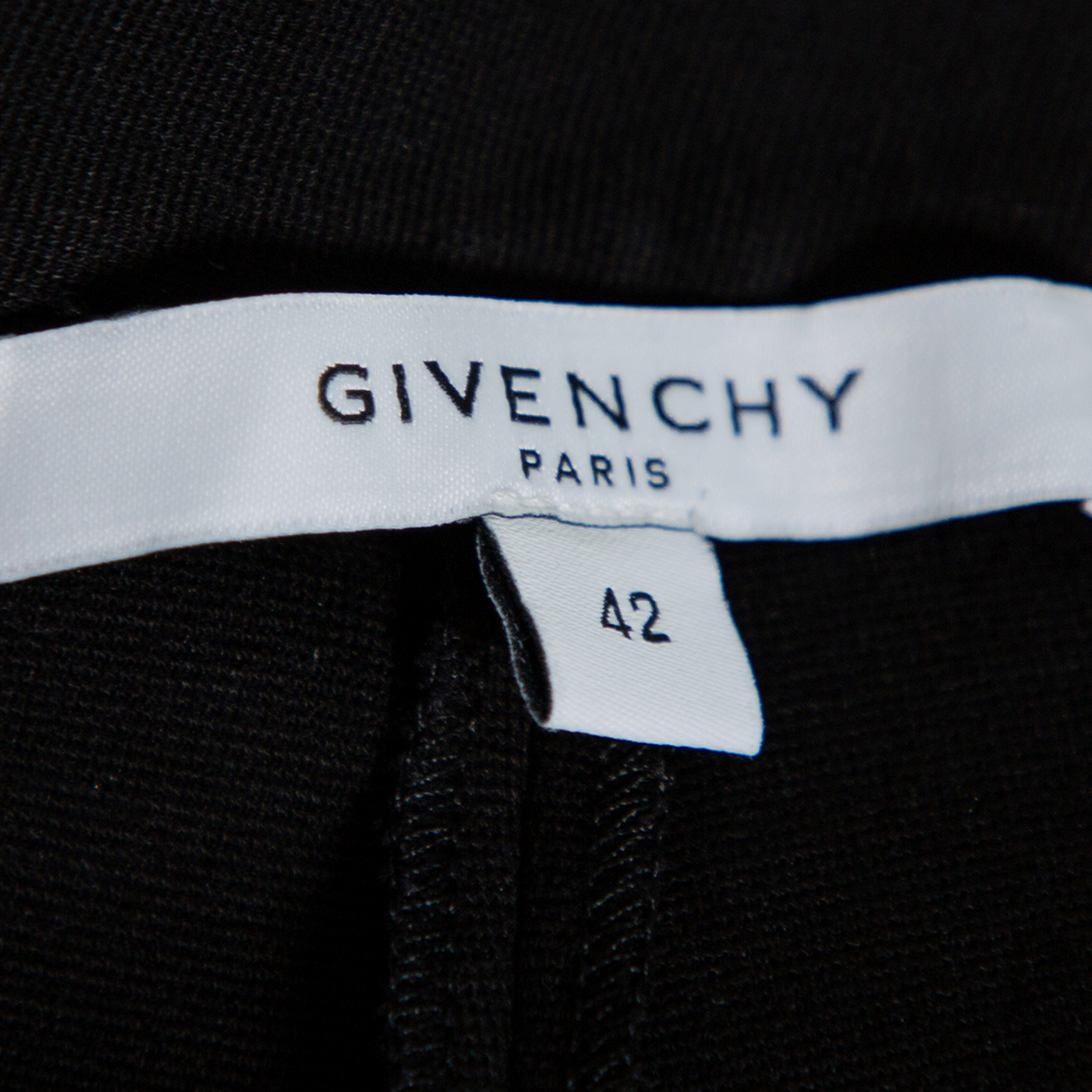 Givenchy Black Knit Quilted Paneled Zip Detail Leggings L