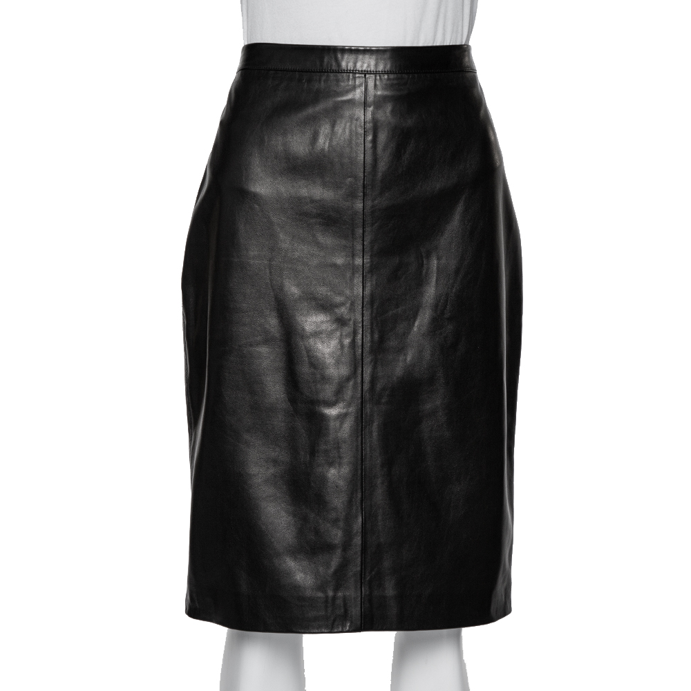 Givenchy Dark Brown Leather Pencil Skirt L