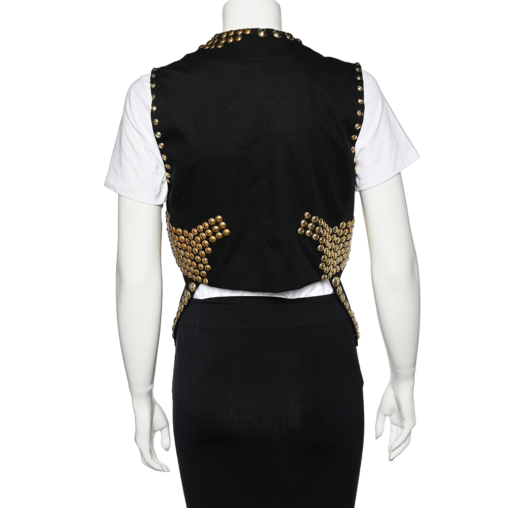 Givenchy Black Cotton Studded Sleeveless Cropped Shrug S