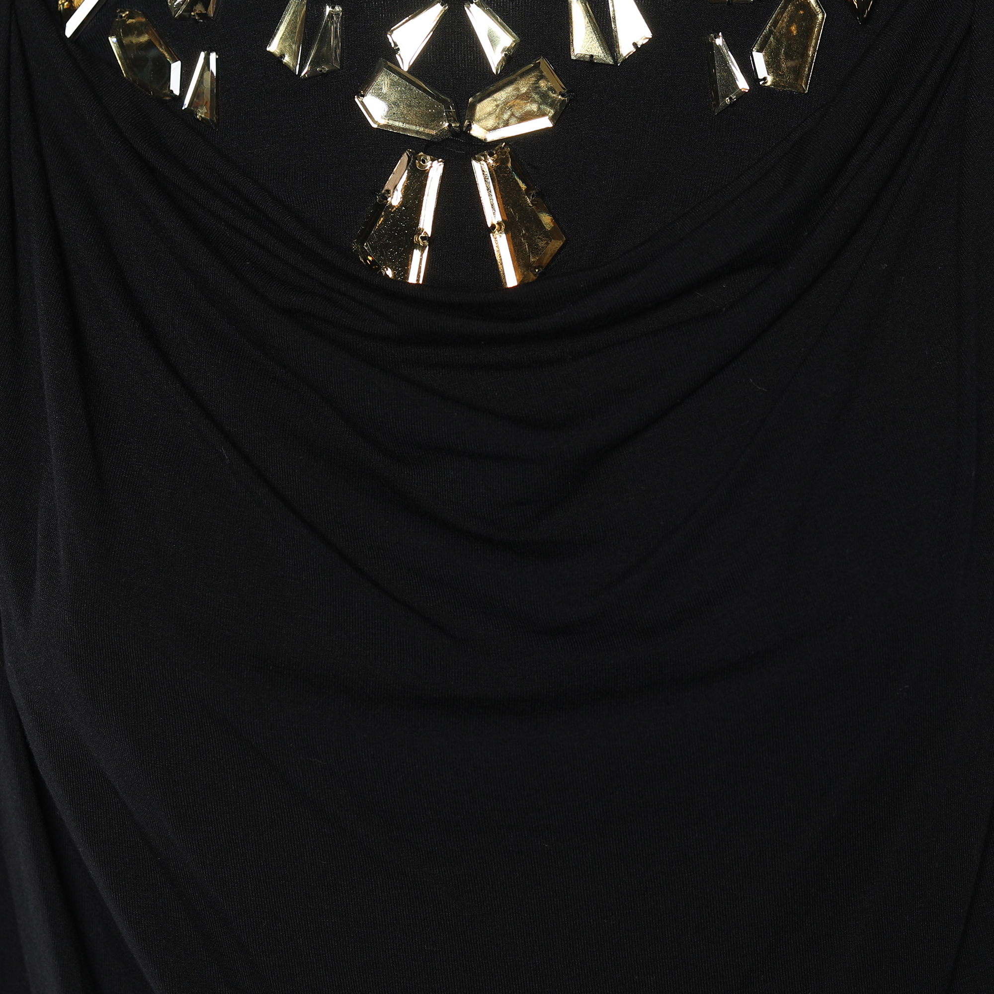 Givenchy Black Jersey Knit Crystal Embellished Blouse S