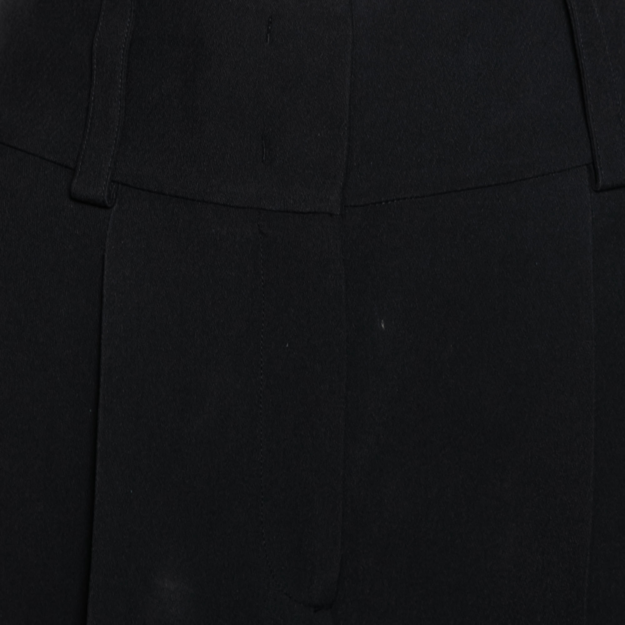 Givenchy Black Crepe & Printed Satin Inset Detailed Pants M
