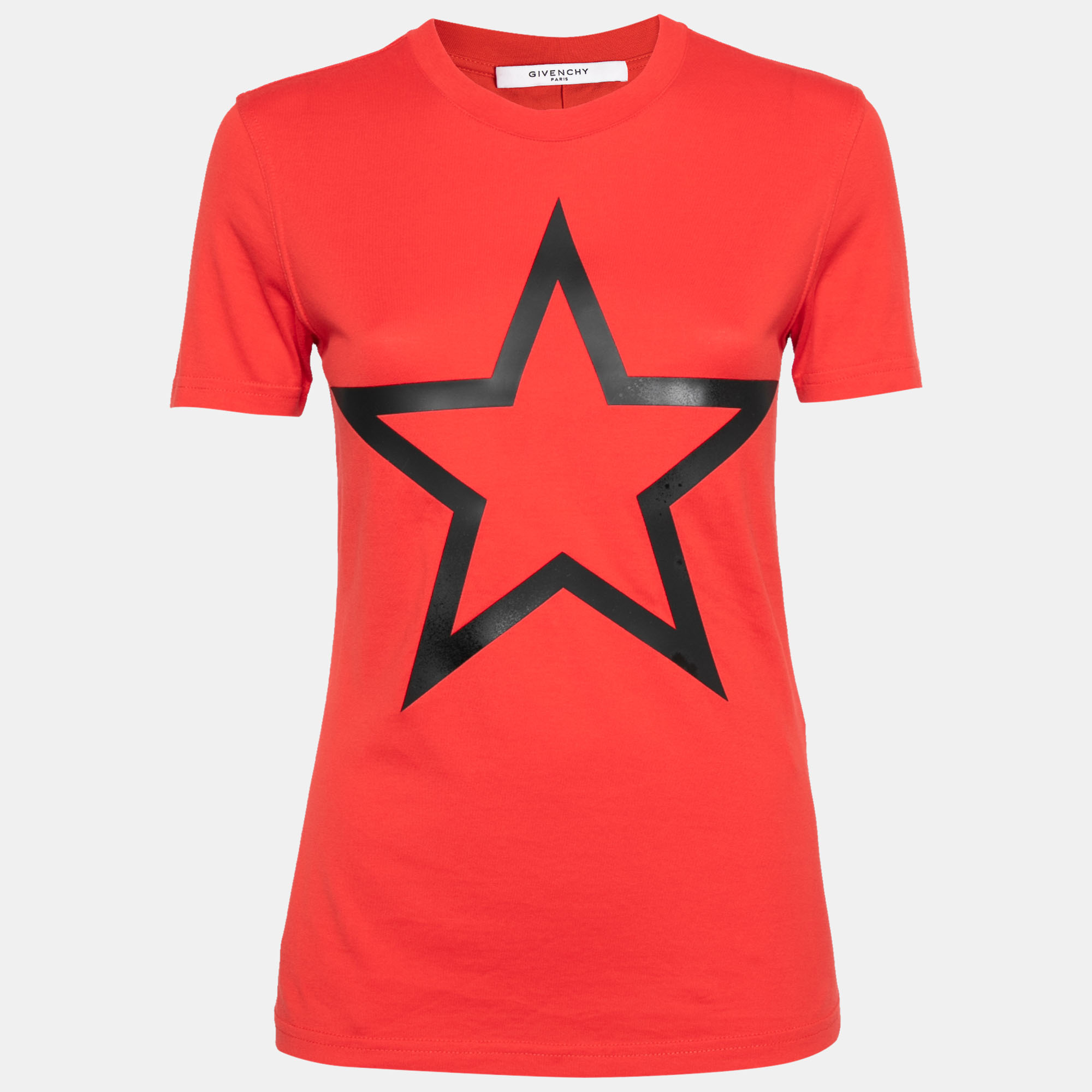 Givenchy Red Cotton Star Appliqued Short Sleeve T-Shirt S
