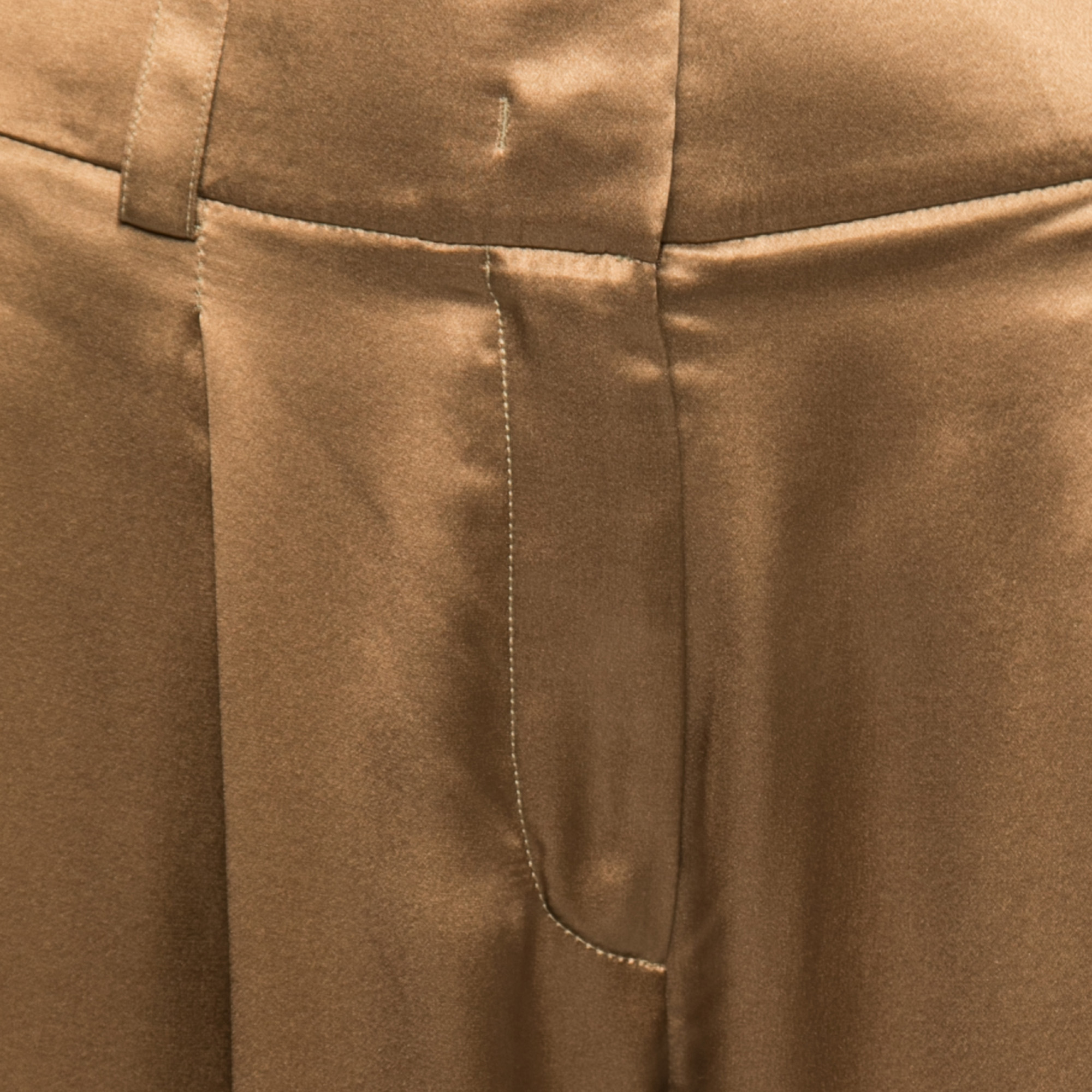 Givenchy Brown Silk Satin Pleated Trousers M