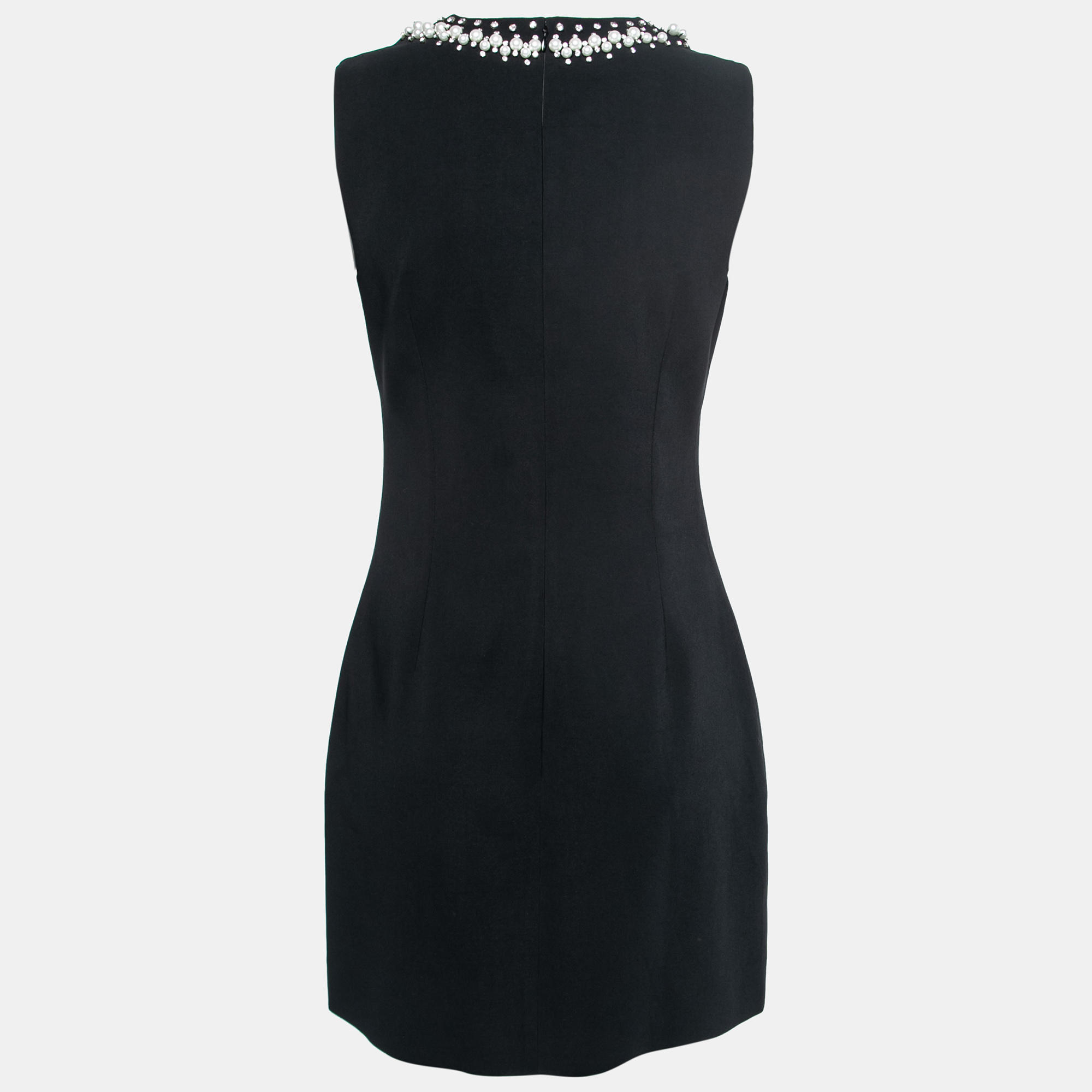 

Givenchy Black Crepe Neck-Embellished Sheath Dress