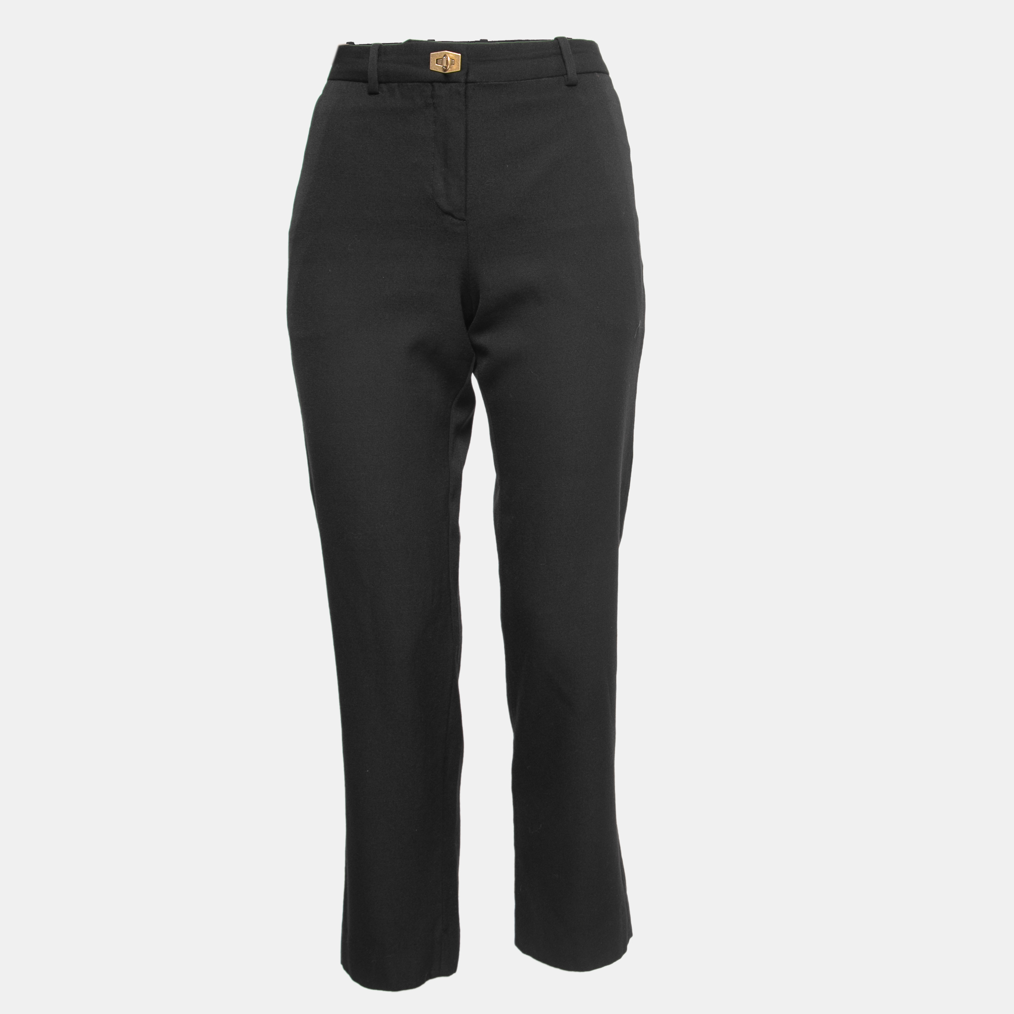 Givenchy Black Wool Lock Cropped Trousers S