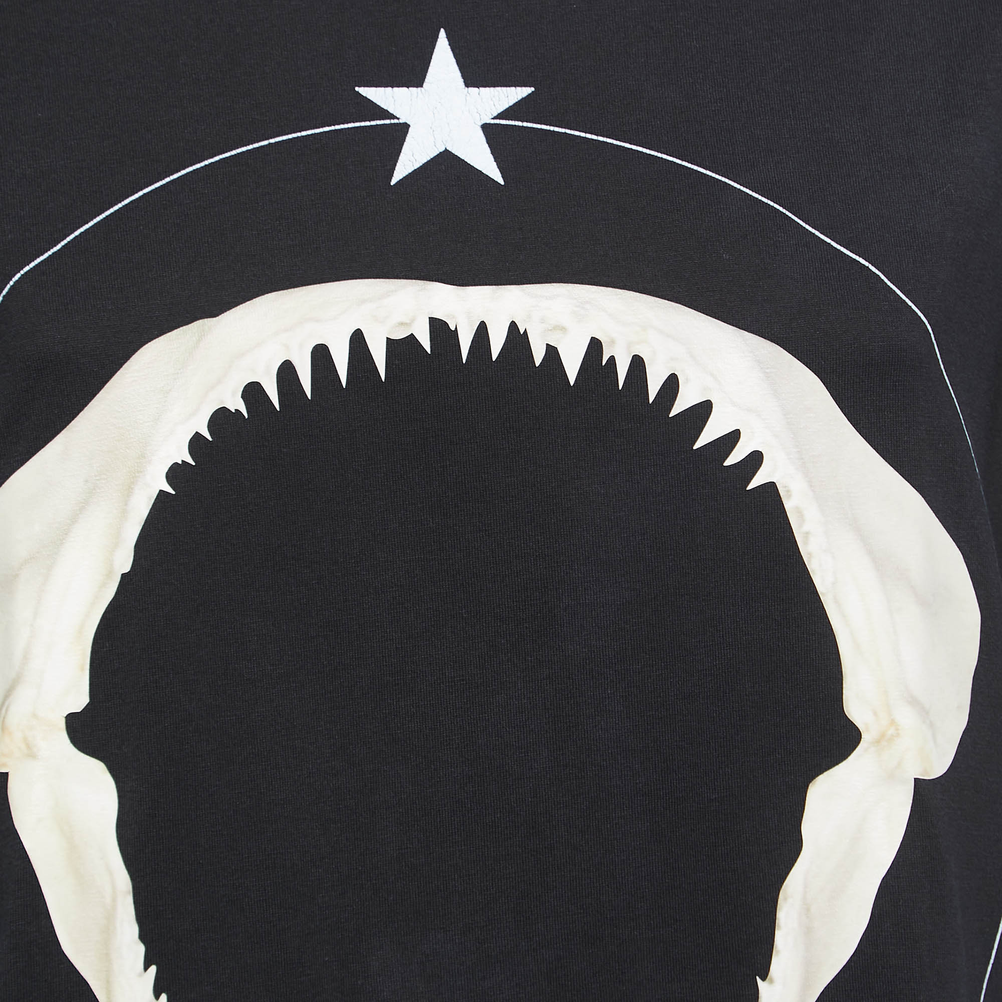 Givenchy Black Shark Jaw Print Cotton Crew Neck Half Sleeve T-shirt XXL