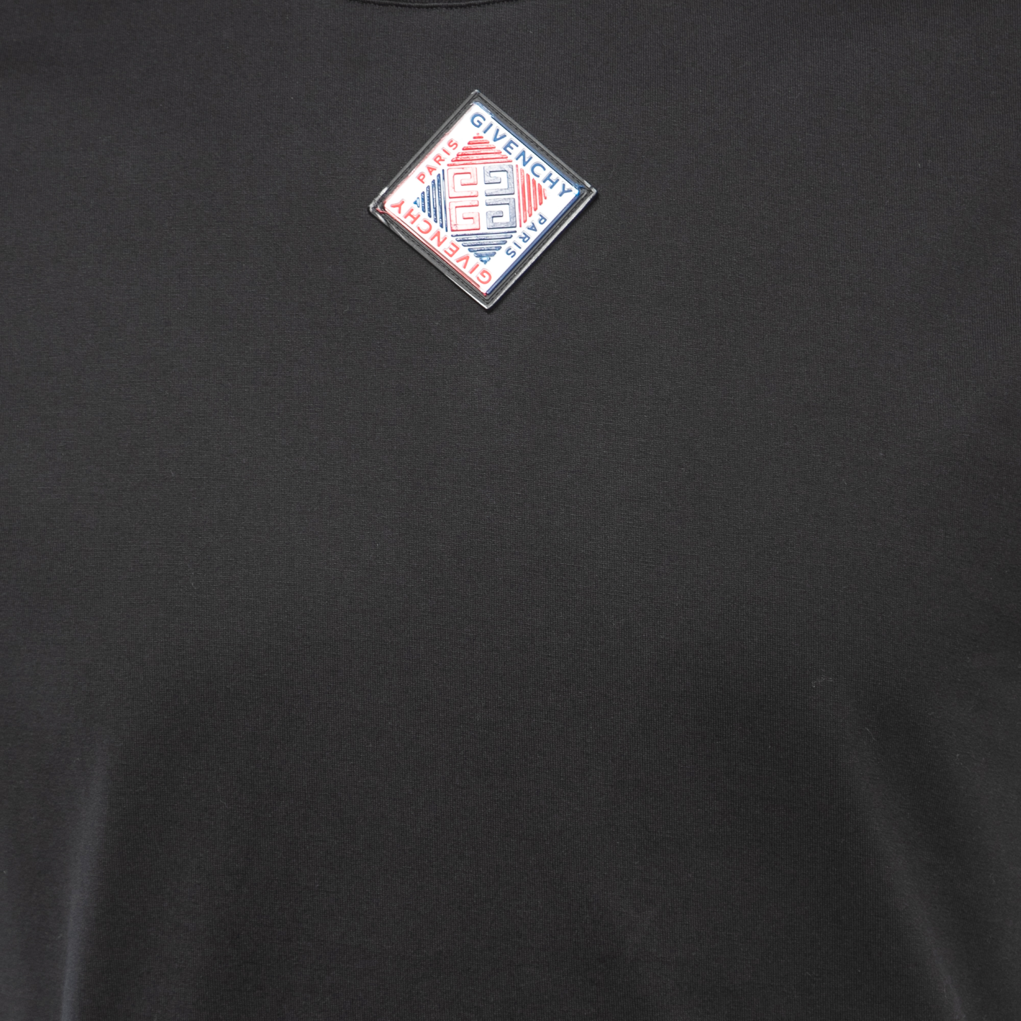 Givenchy Black Cotton Logo Patch Crew Neck Short Sleeve T-Shirt S