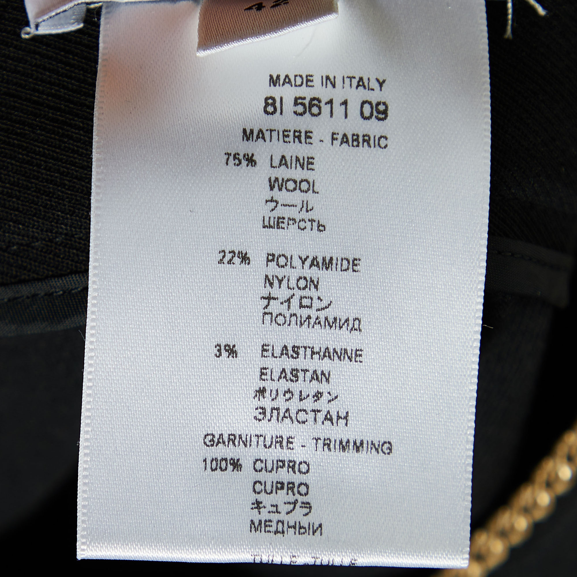 Givenchy Black Wool Chain Detail Pants L