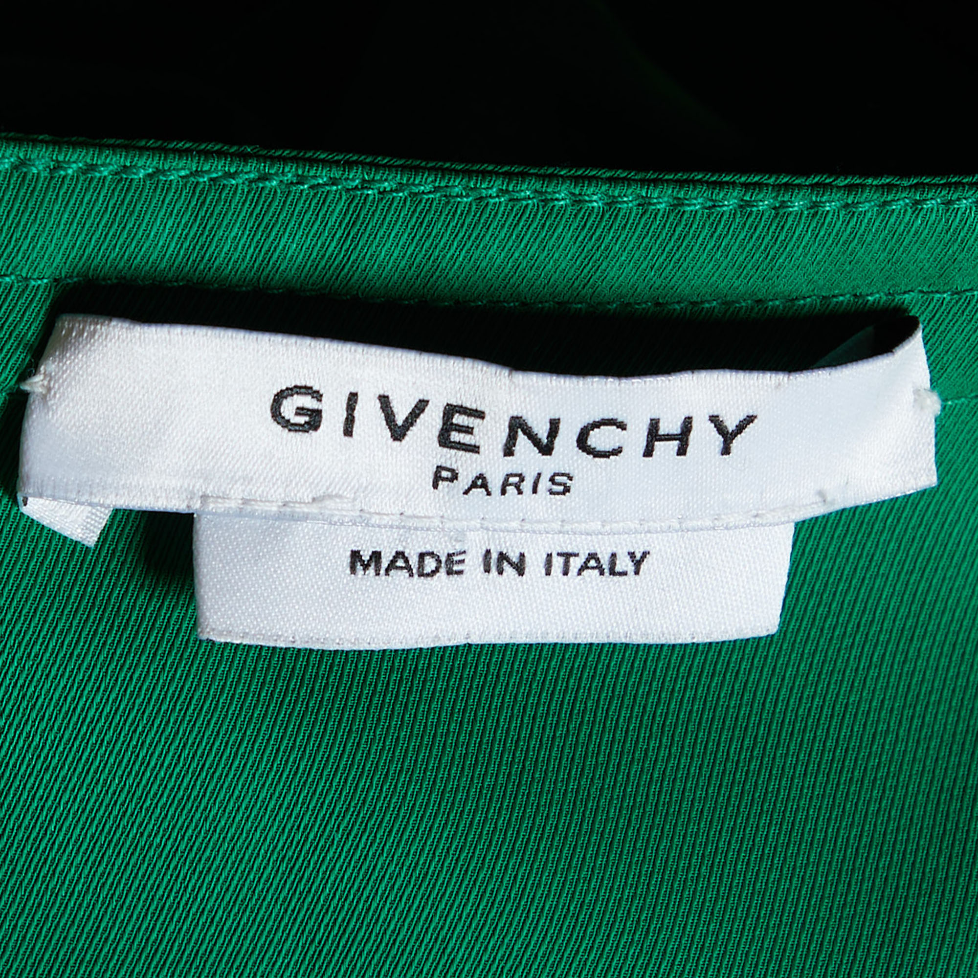 Givenchy Green Georgette Cut Shoulder Detail Mini Dress L