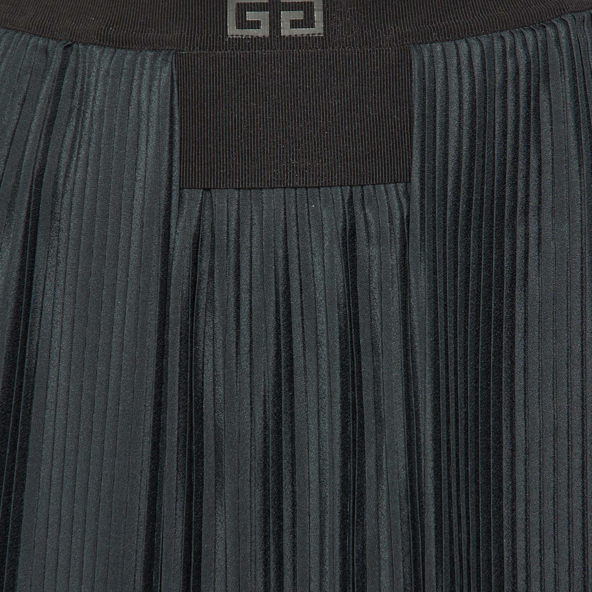 Givenchy Black Pleated Synthetic Midi Skirt S