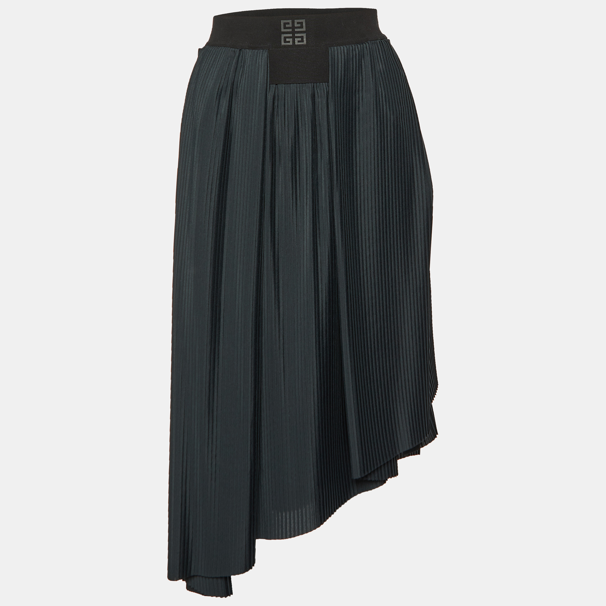 Givenchy Black Pleated Synthetic Midi Skirt S