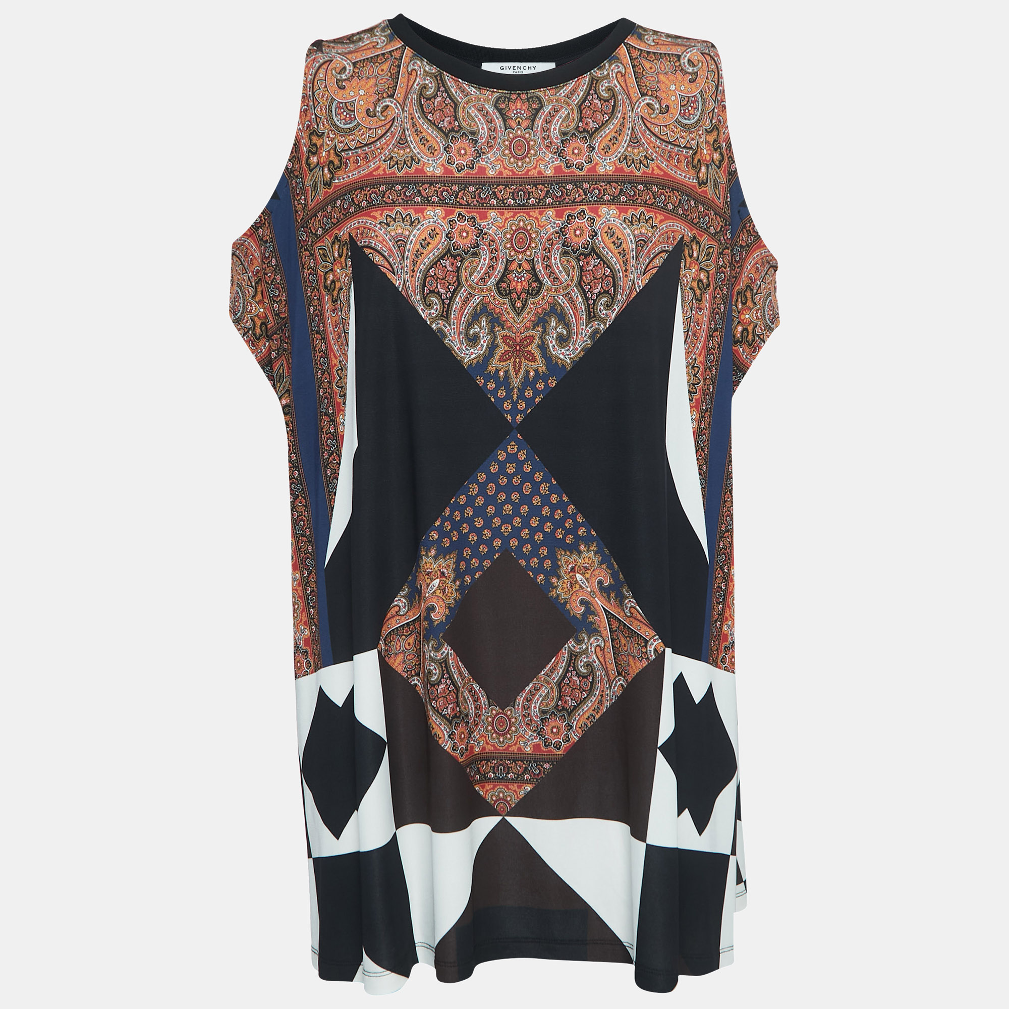 Givenchy Multicolor Paisley Print Jersey Cold Shoulder Tunic M