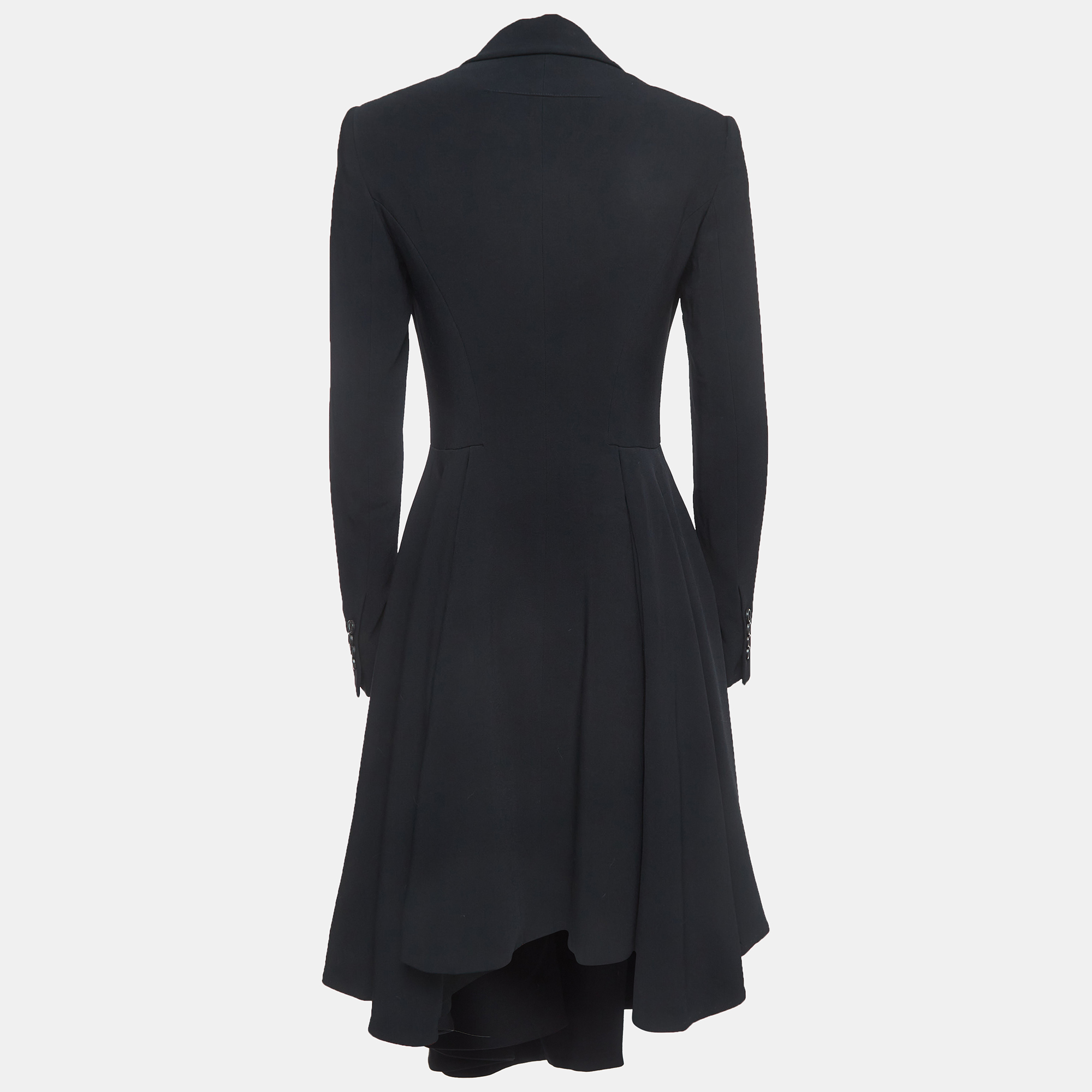 

Givenchy Black Crepe Double Breasted Flared Mid-Length Coat