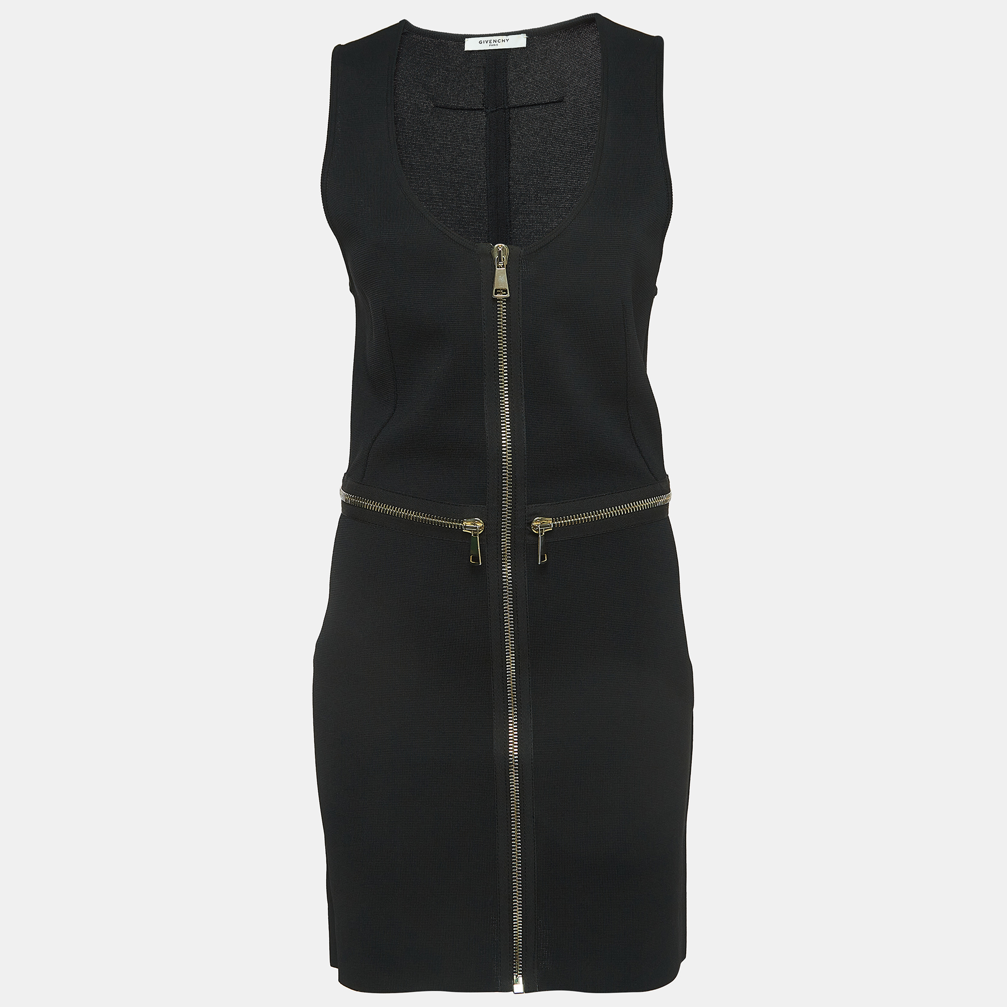 Givenchy Black Knit Zipper Detail Bodycon Dress L