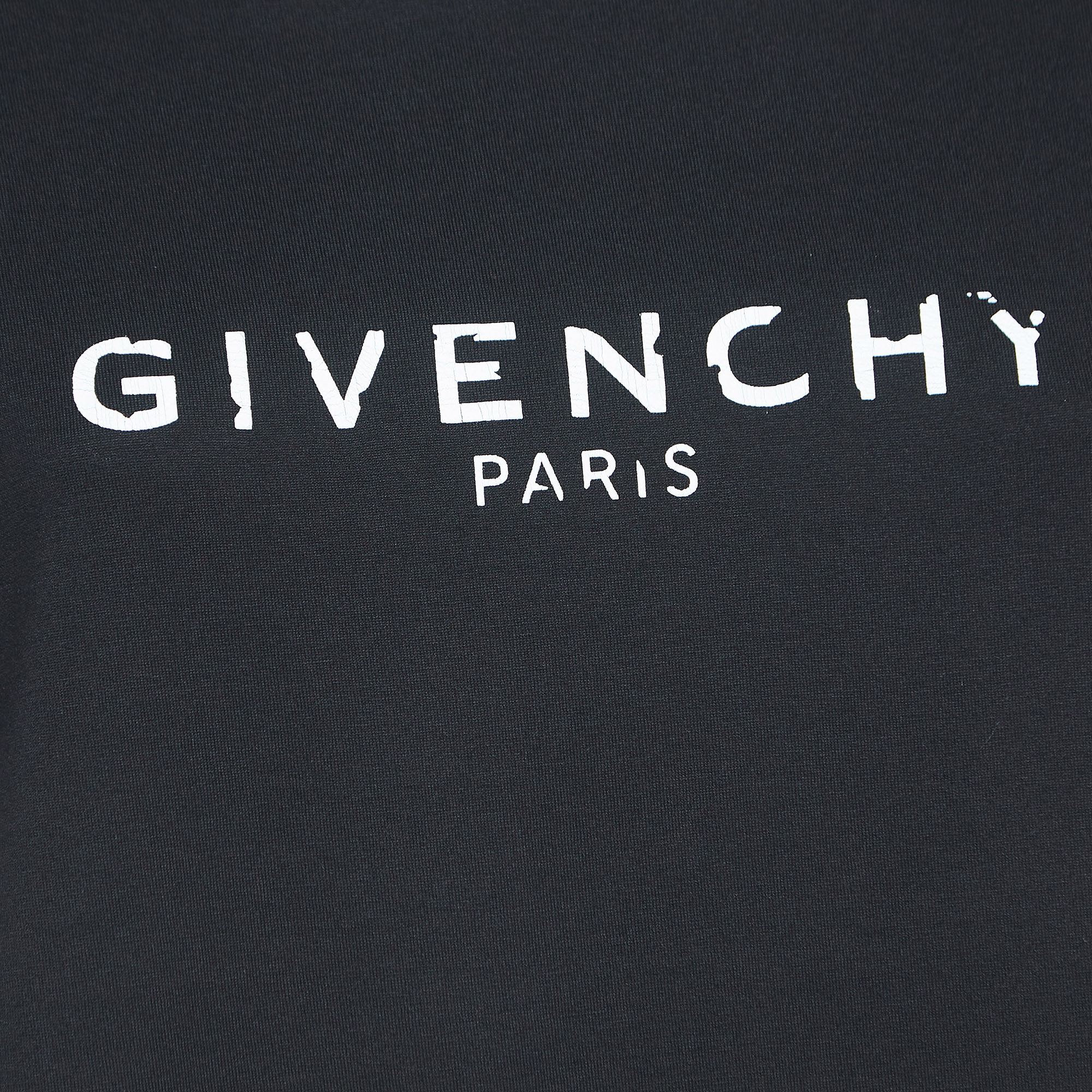 Givenchy Black Blurred Logo Print Half Sleeve T-Shirt L