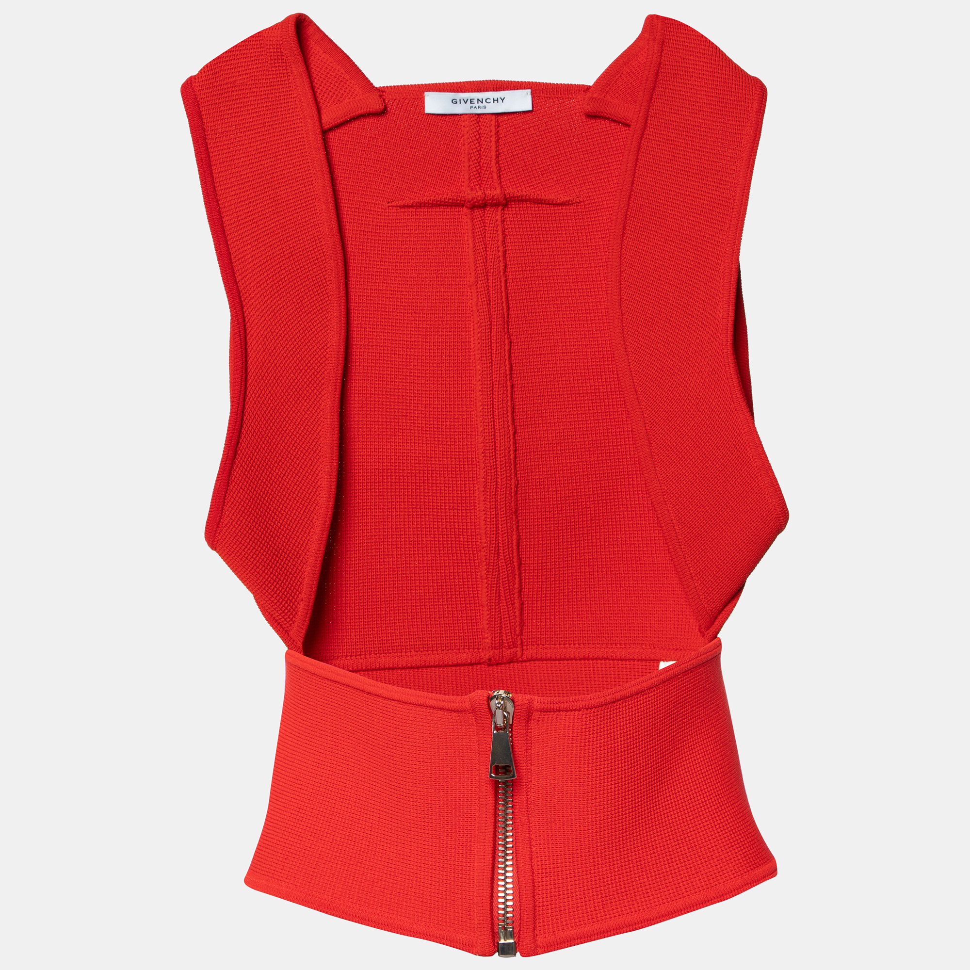 Givenchy Red Knit Sleeveless Open Front Top M