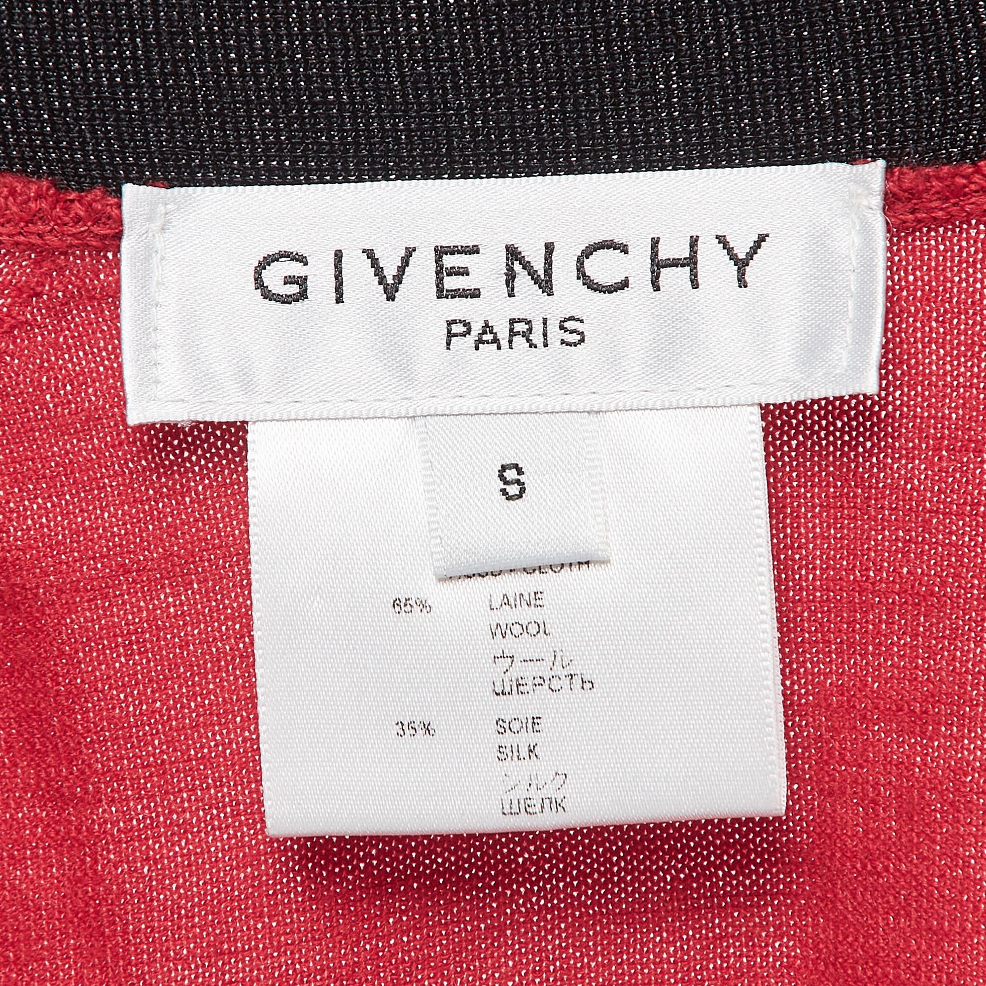 Givenchy Red/Black Jersey Colorblock Sweatshirt S