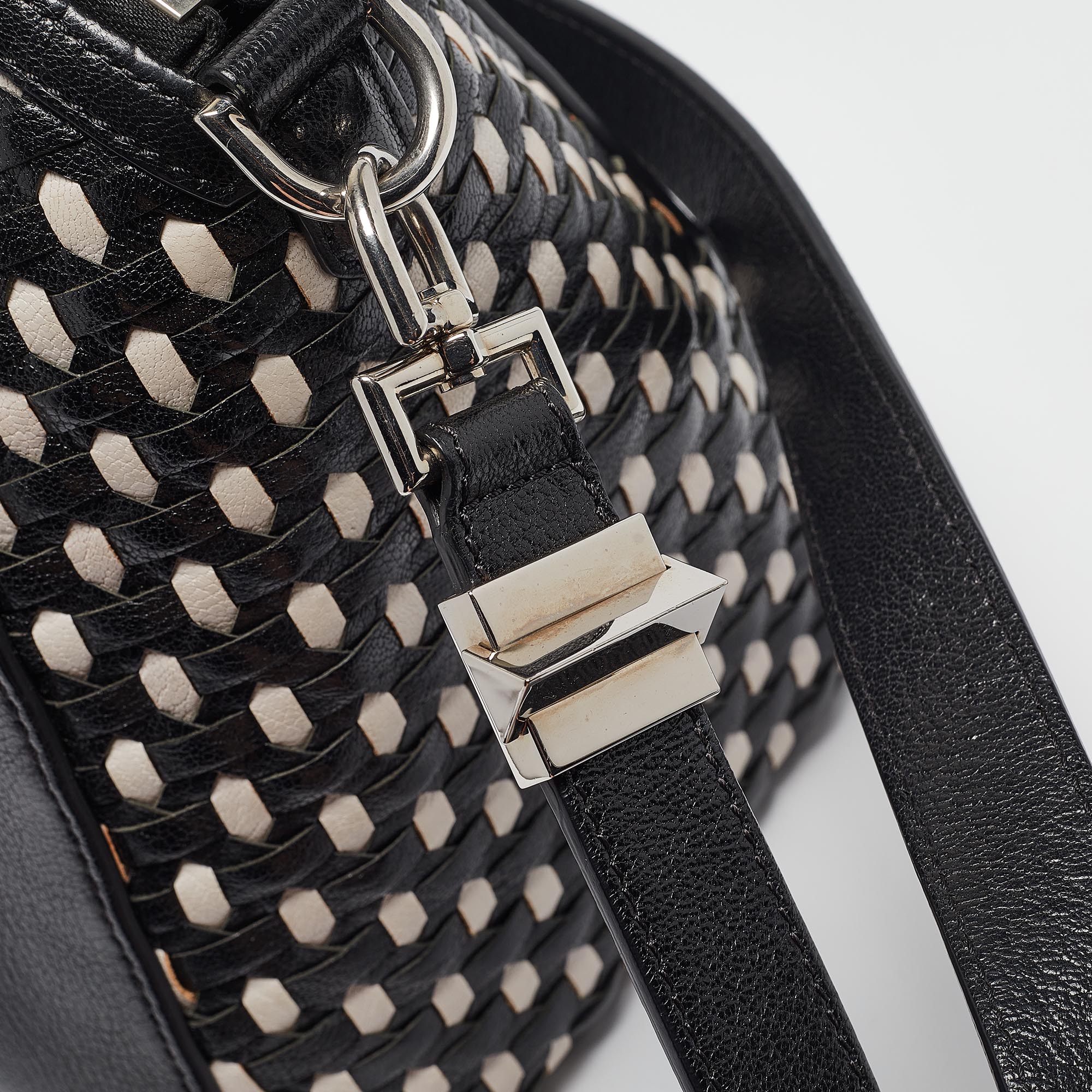 Givenchy Black/White Leather Small Woven Antigona Satchel