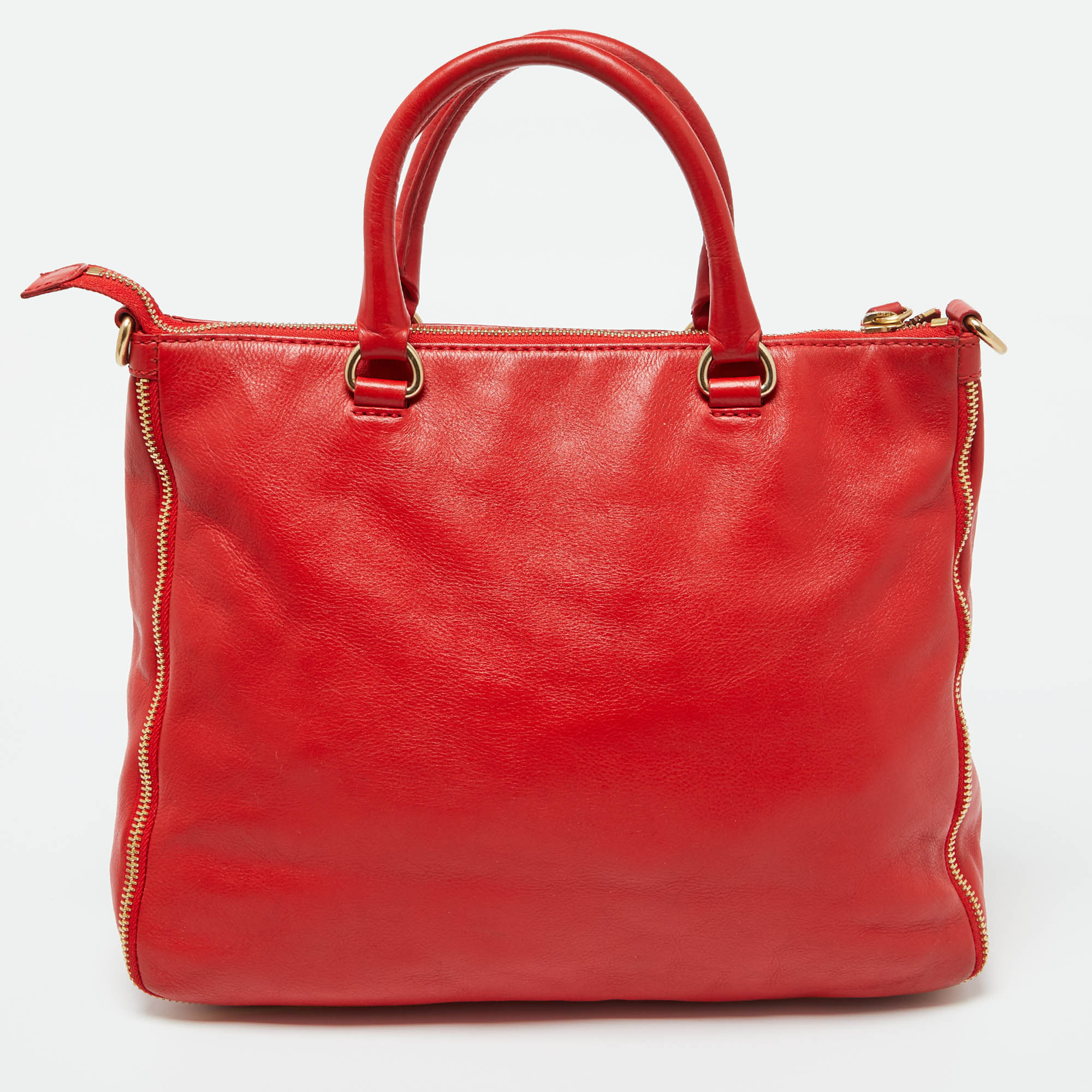 Givenchy Orange Leather Zip Tote