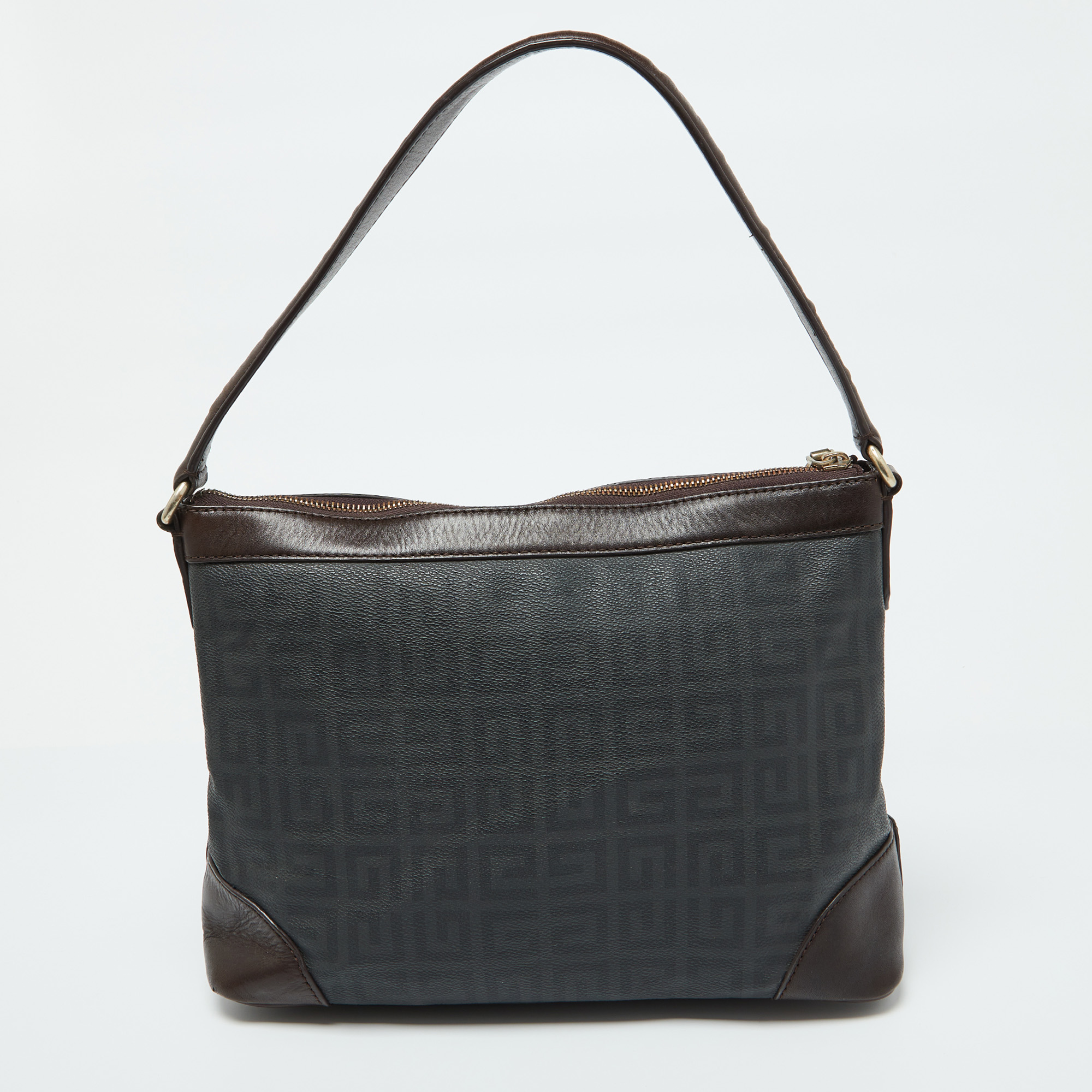 Givenchy Grey/Dark Brown Monogram Coated Canvas And Leather Hobo