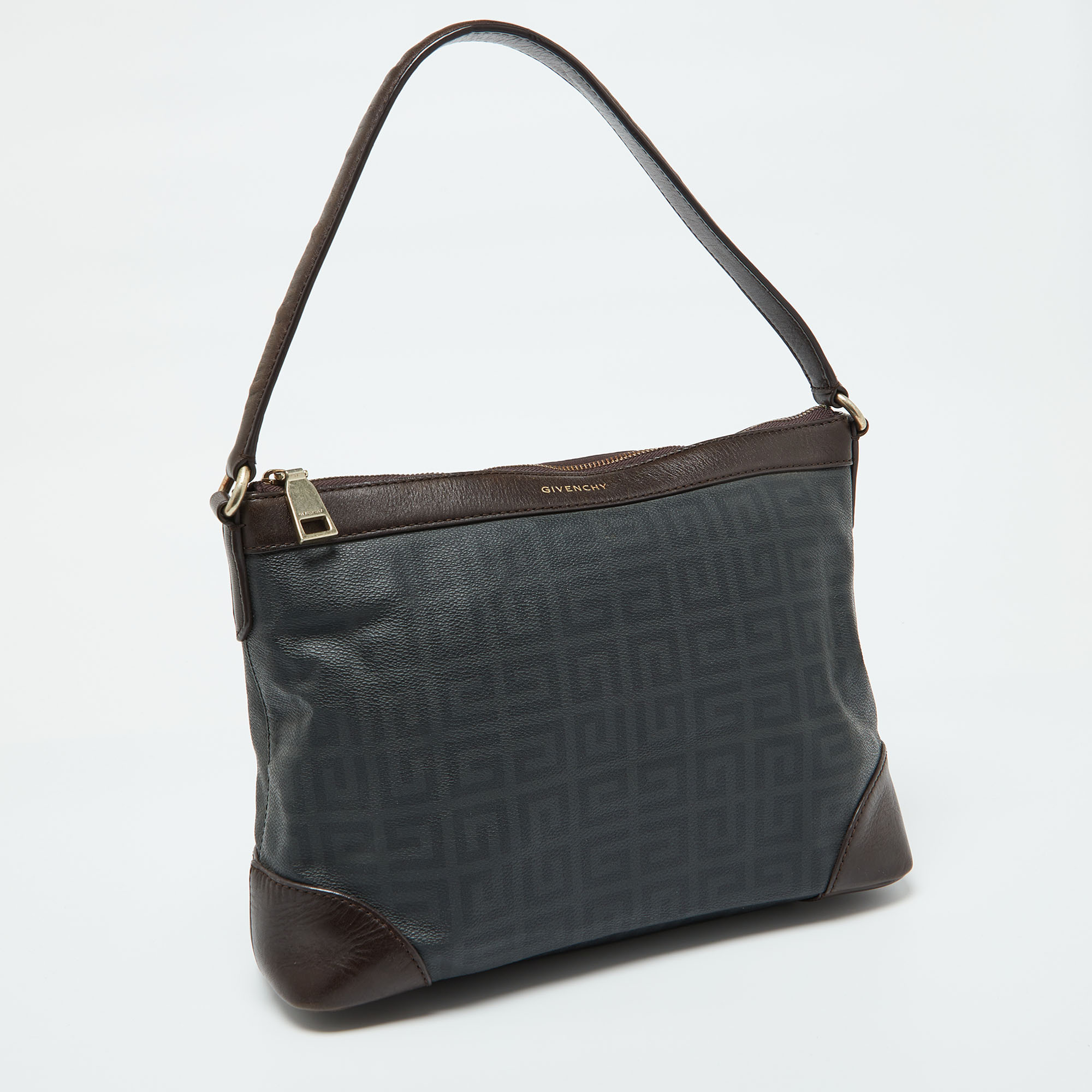 Givenchy Grey/Dark Brown Monogram Coated Canvas And Leather Hobo