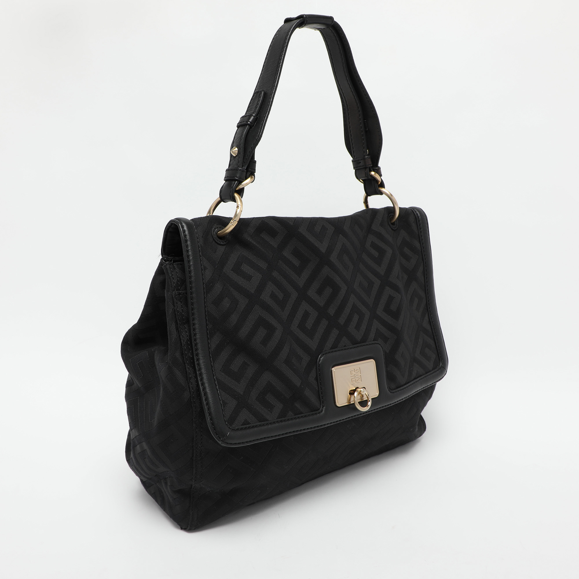 Givenchy Black Signature Canvas And Leather Shoulder Bag