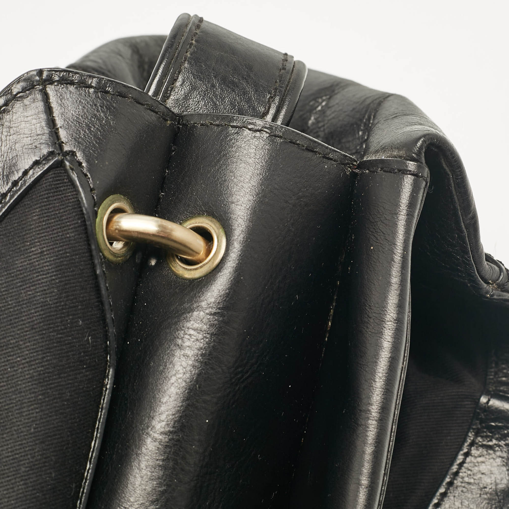 Givenchy Black Leather Pushlock Flap Top Handle Bag