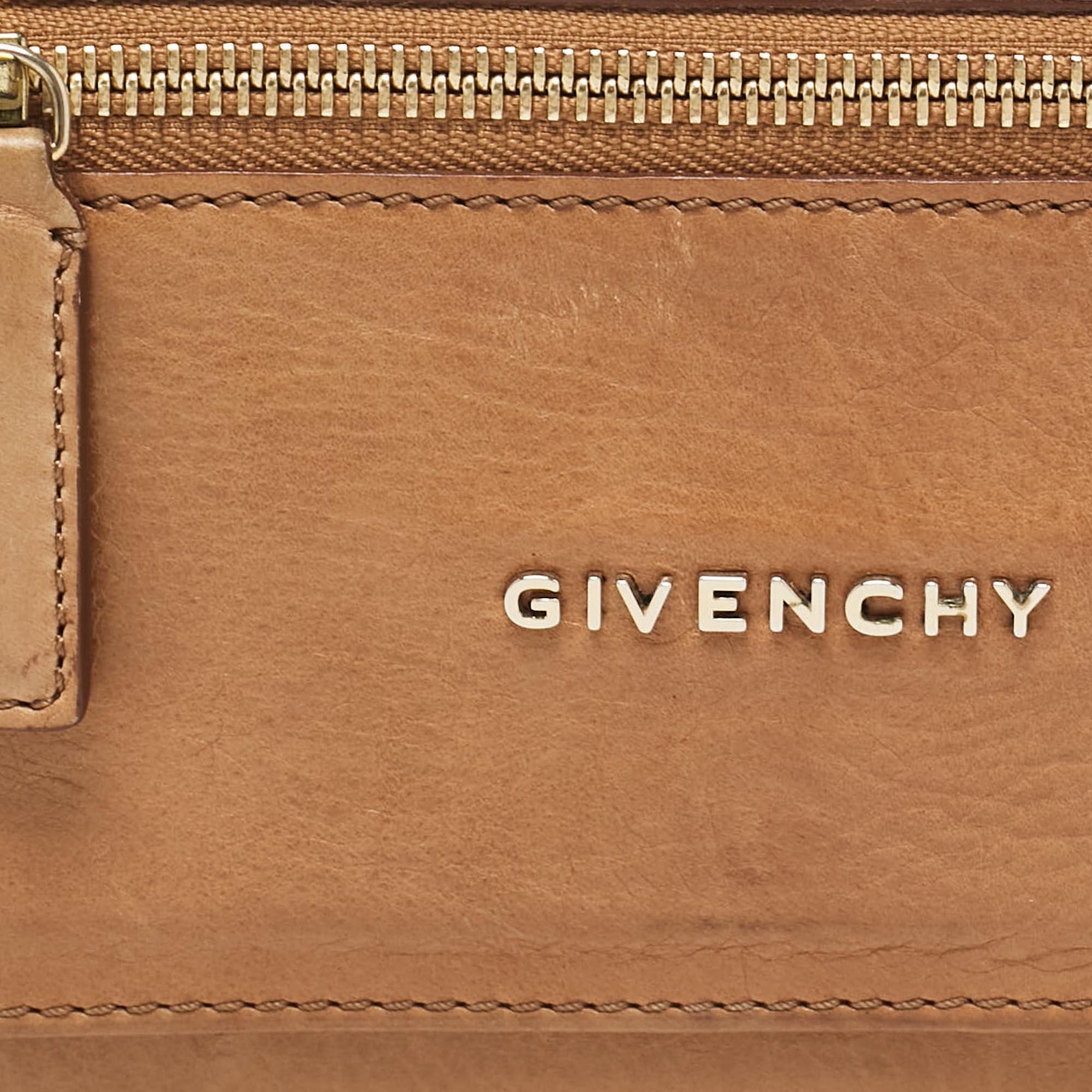 Givenchy Brown Leather Front Zip Continental Wallet