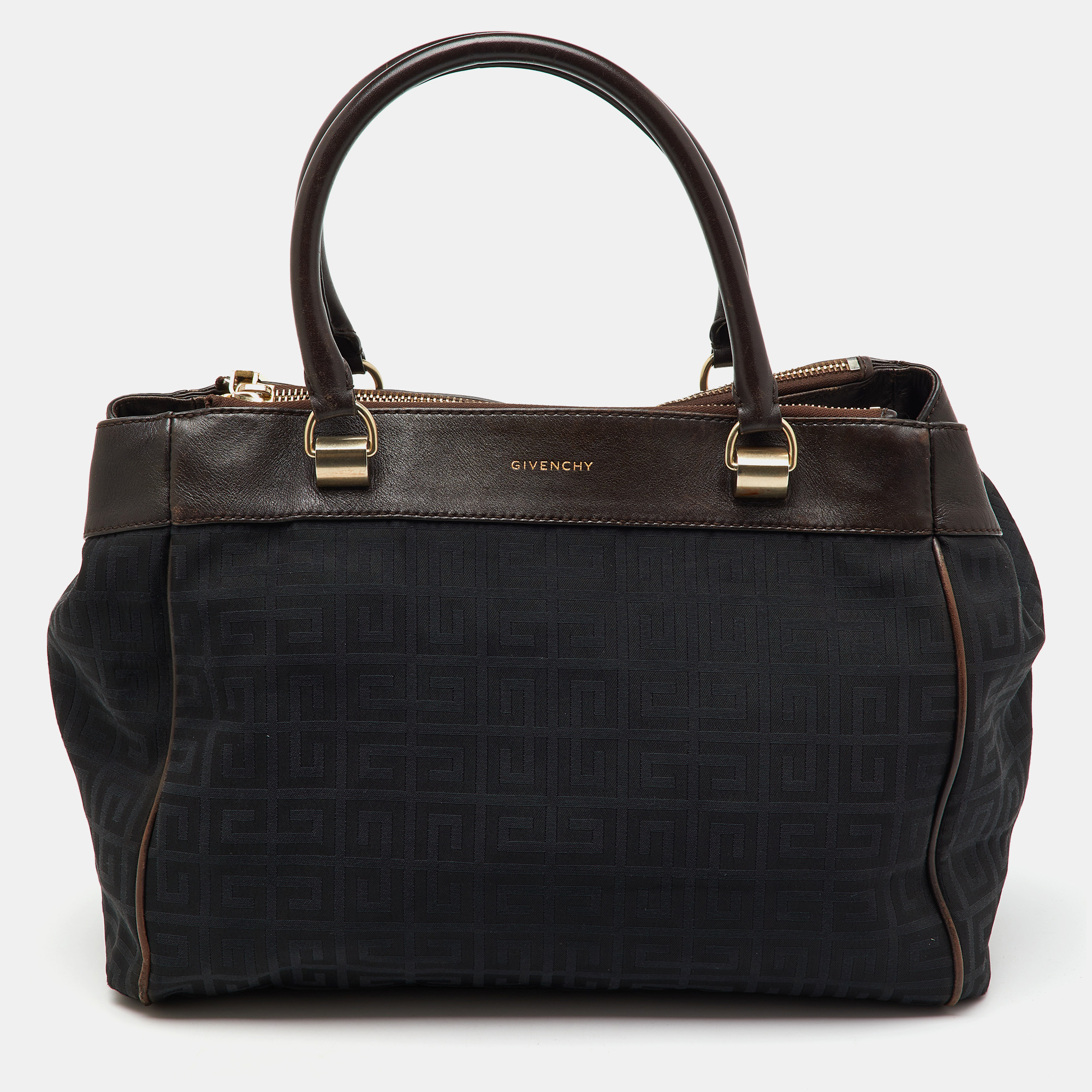 Givenchy Black/Dark Brown Signature Canvas and Leather Double Zip Tote
Givenchy Black/Dark Brown Signature Canvas and Leather Double Zip Tote