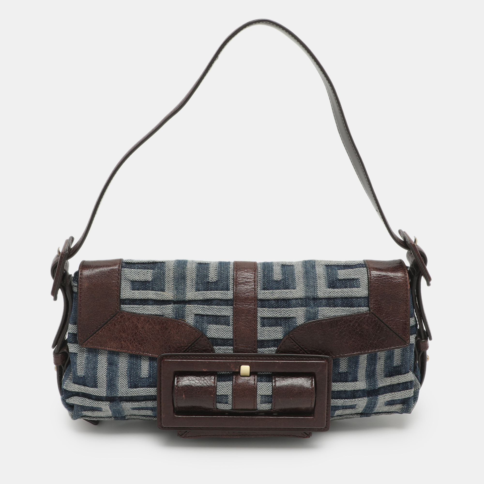 Givenchy Blue Monogram Denim and Leather Shoulder Bag
Givenchy Blue Monogram Denim and Leather Shoulder Bag