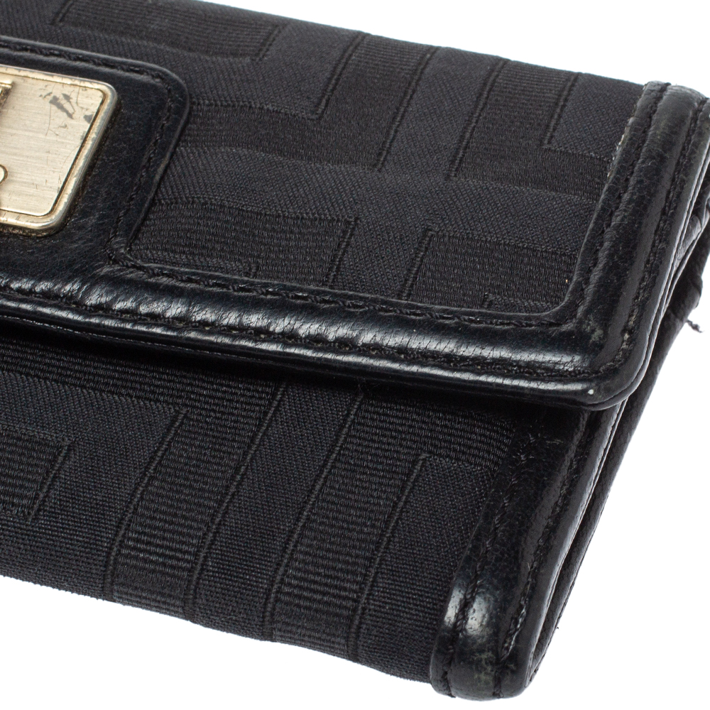 Givenchy Black Canvas And Leather Continental Wallet