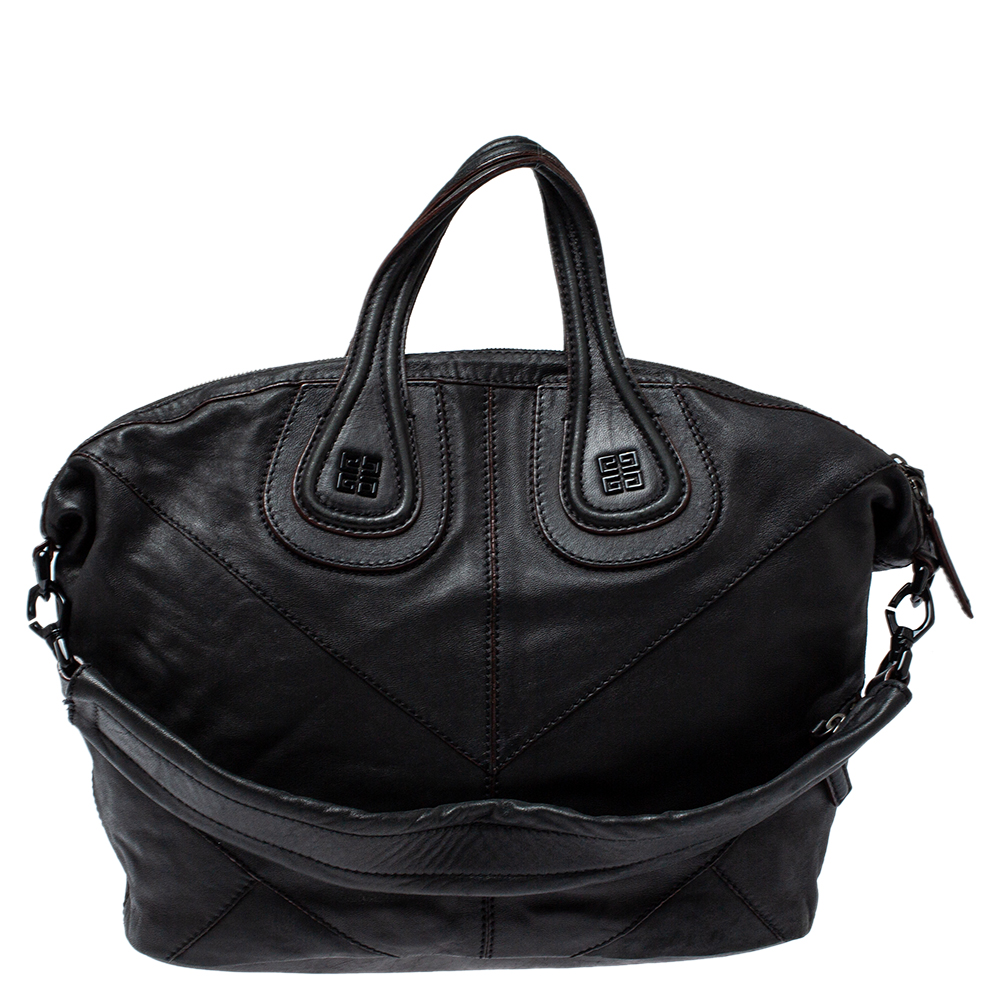Image of Givenchy Black Leather Medium Nightingale Satchel