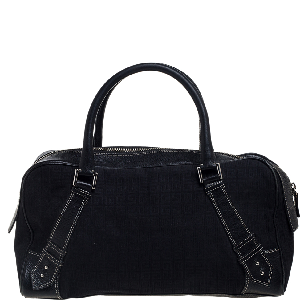 Givenchy Black Monogram Canvas And Leather Zip Satchel