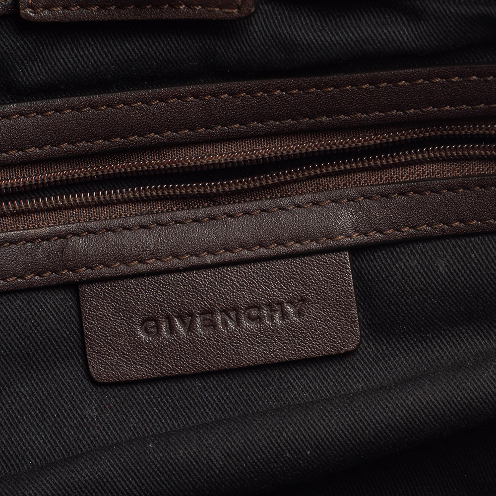 Givenchy Dark Brown/White Monogram Canvas And Leather Double Zip Tote