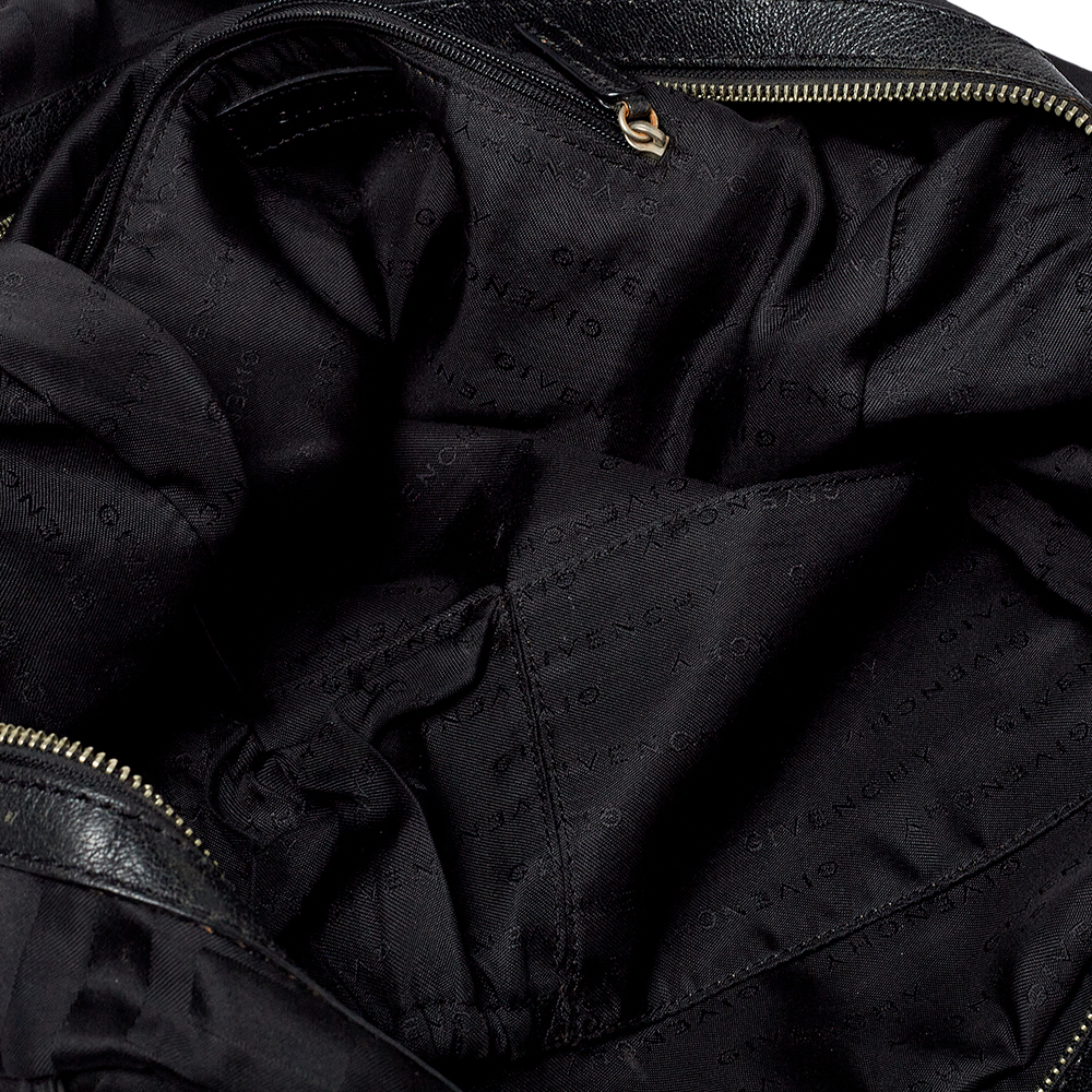 Givenchy Black Leather And Signature Canvas Duffel Bag