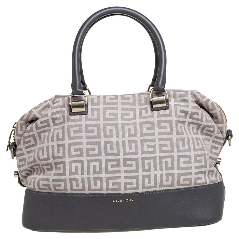 Givenchy Beige/Grey Monogram Canvas and Leather Satchel