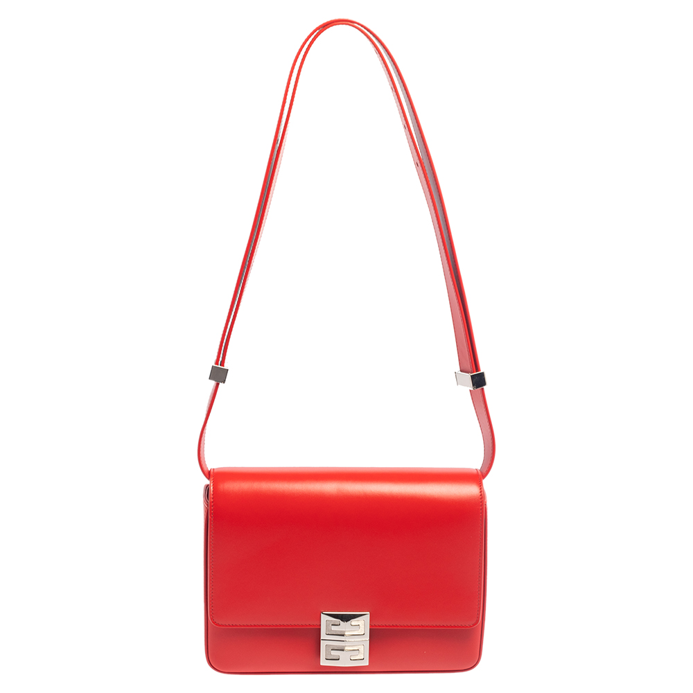 Givenchy Red Leather Flap Shoulder Bag