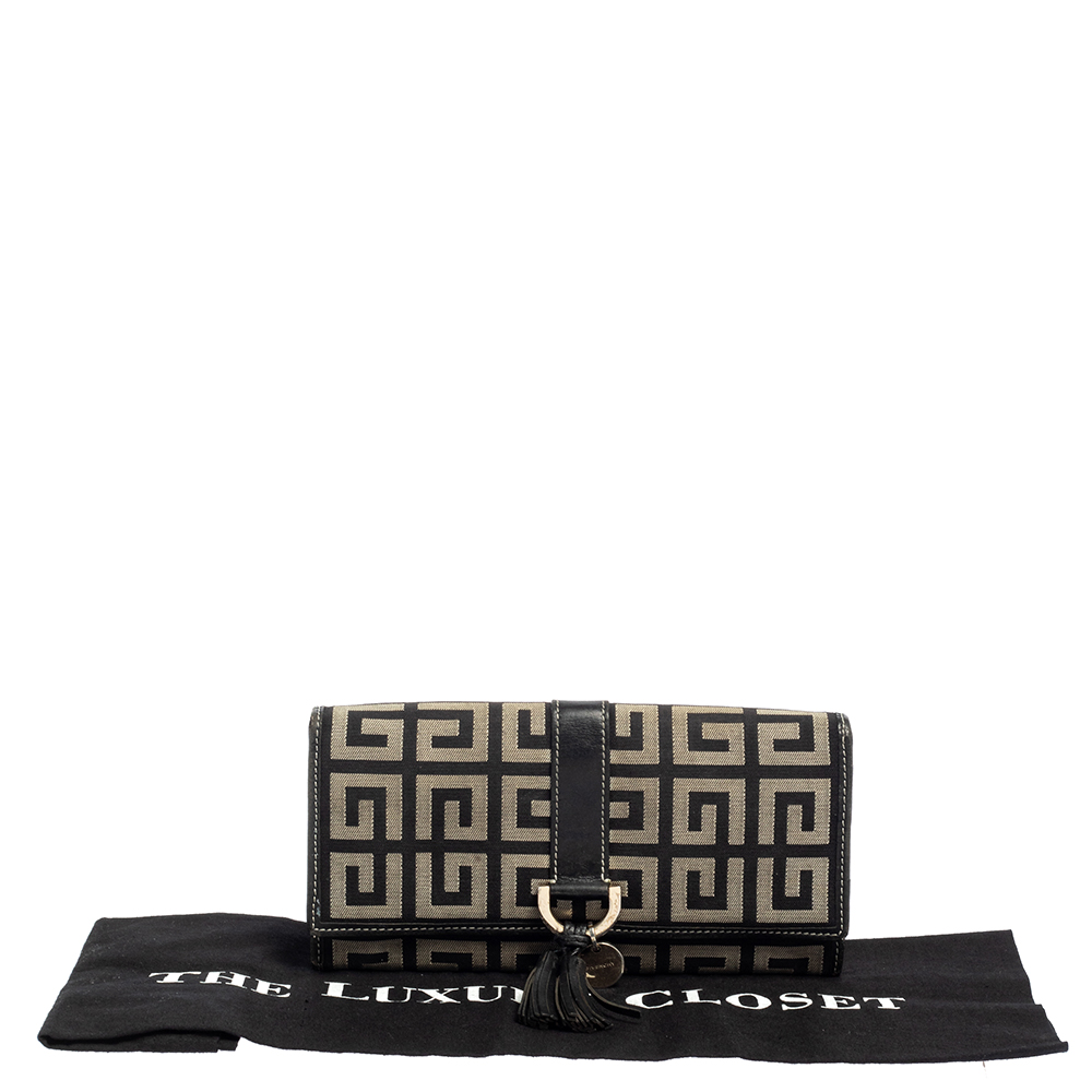 Givenchy Black/Grey Monogram Canvas And Leather Continental Wallet