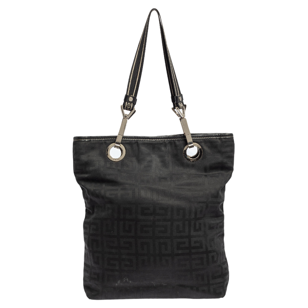 Givenchy Black Signature Nylon and Leather Trim Tote