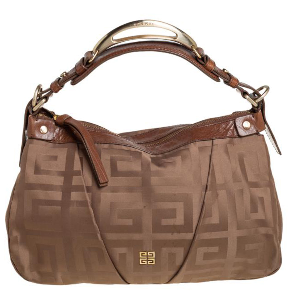 Givenchy Brown Signature Satin And Leather Hobo