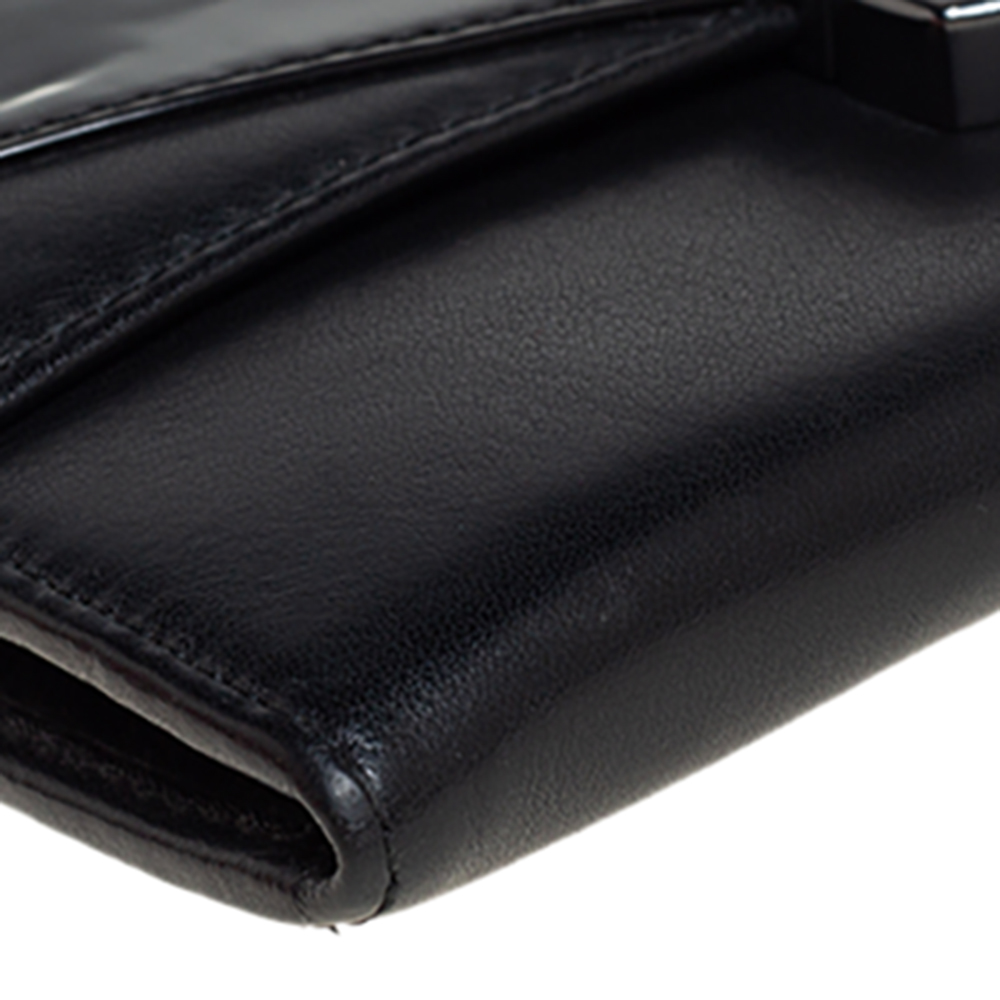 Givenchy Black Patent And Leather Flap Continental Wallet