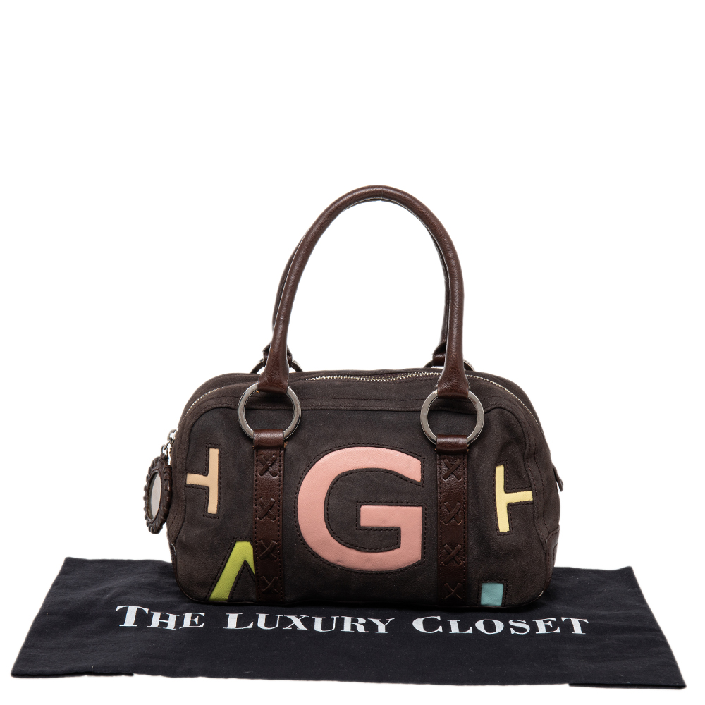 Givenchy Brown Suede And Leather Zip Boston Bag