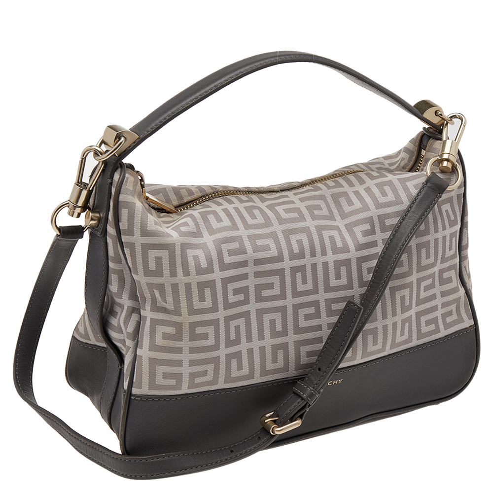 Givenchy Beige/Grey Monogram Canvas And Leather Hobo