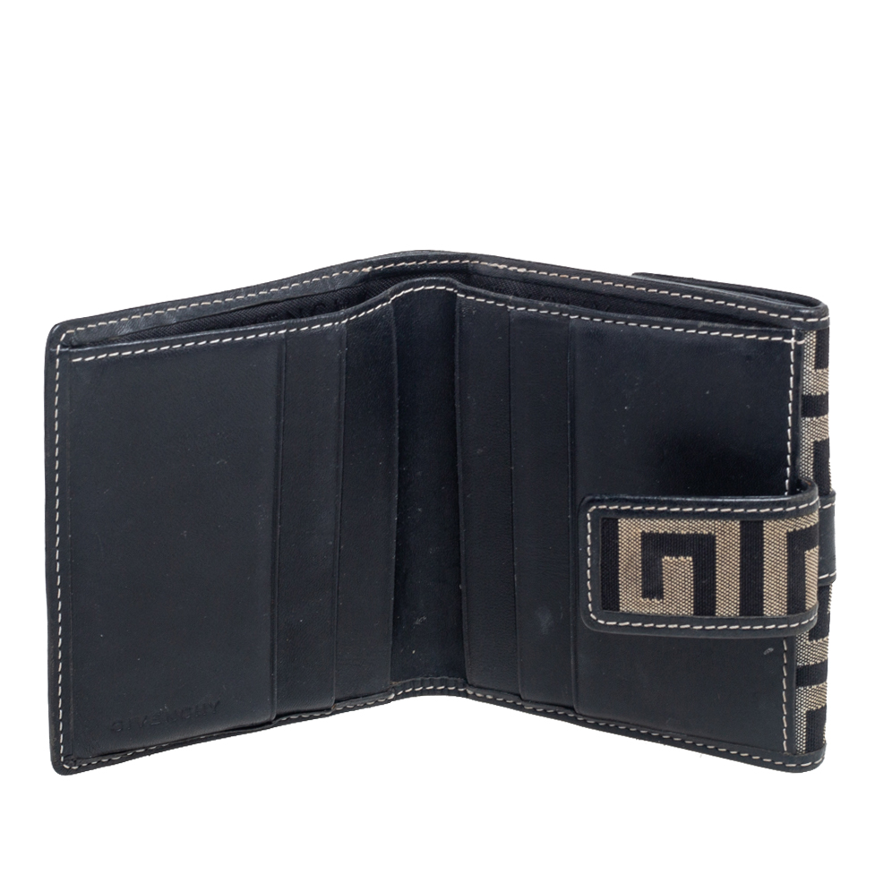 

Givenchy Grey/Black Signature Canvas and Leather Compact Wallet