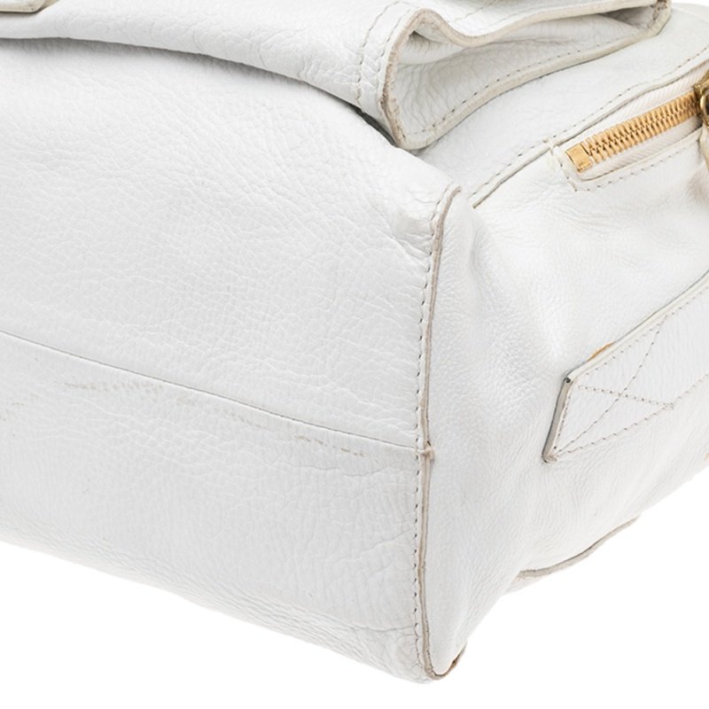 Givenchy White Leather East West Buckle Top Handle Bag